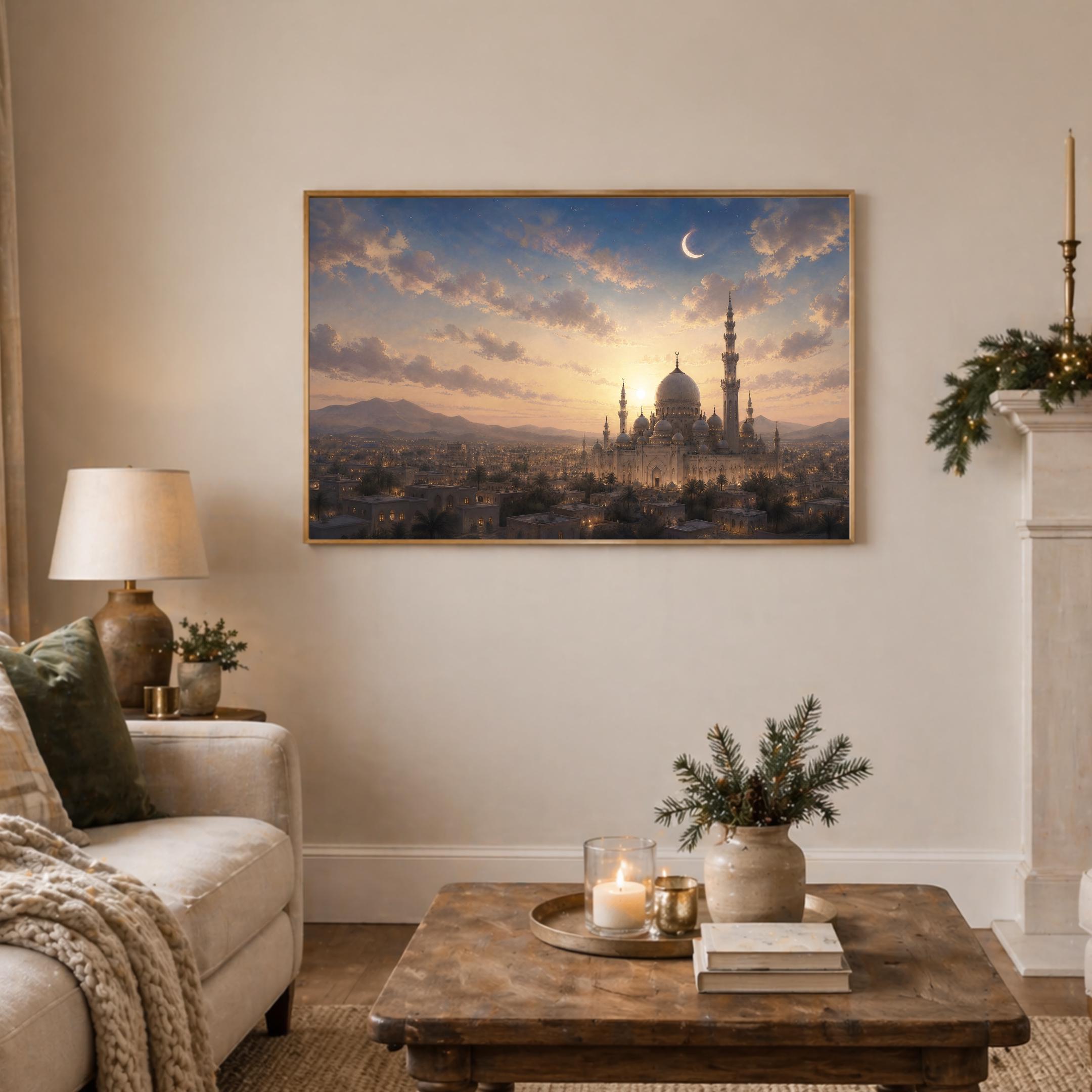 Islamic Mosque Frame TV Art, Crescent Moon Sunset for Samsung The Frame (Digital Download) — image 4