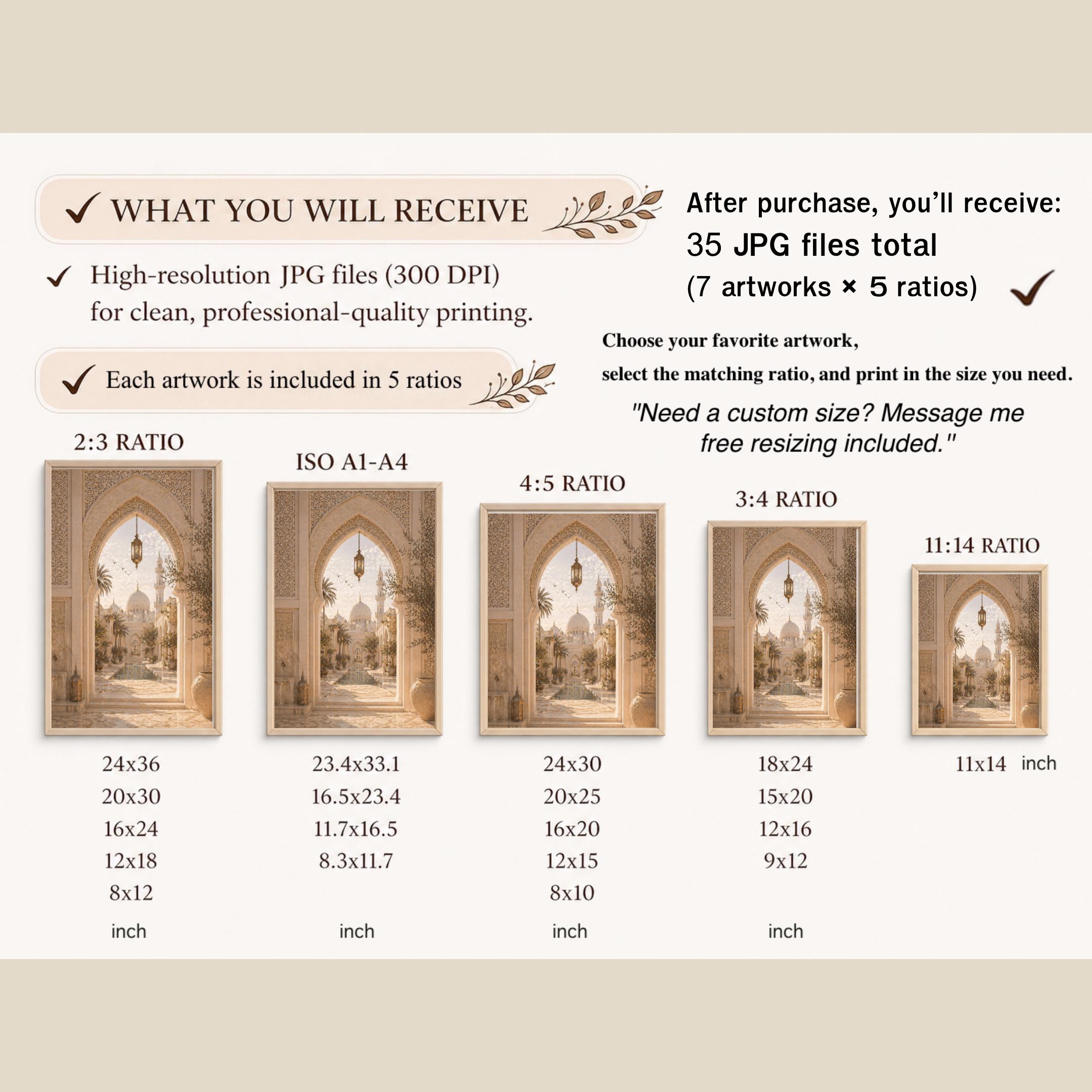 Islamic Wall Art Set of 7, Mosque Prints, Neutral Prayer Room Decor Digital Download — image 10