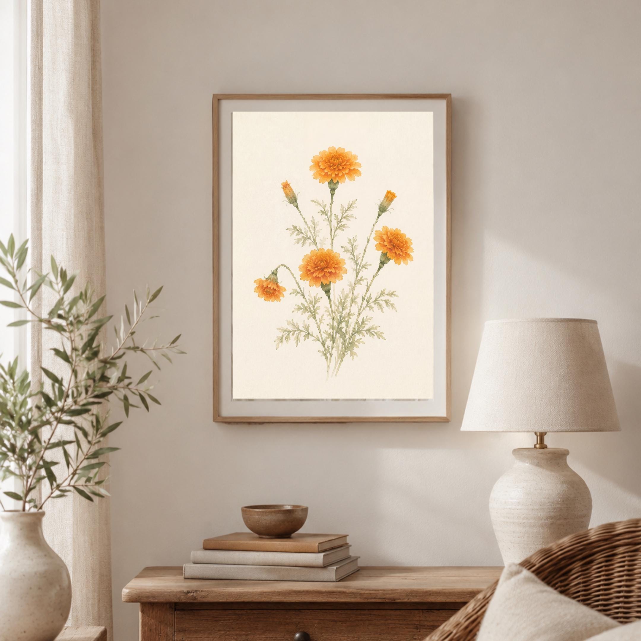 Marigold Printable Wall Art | October Birth Flower Print | Orange Botanical Gift Decor Digital Download — image 5