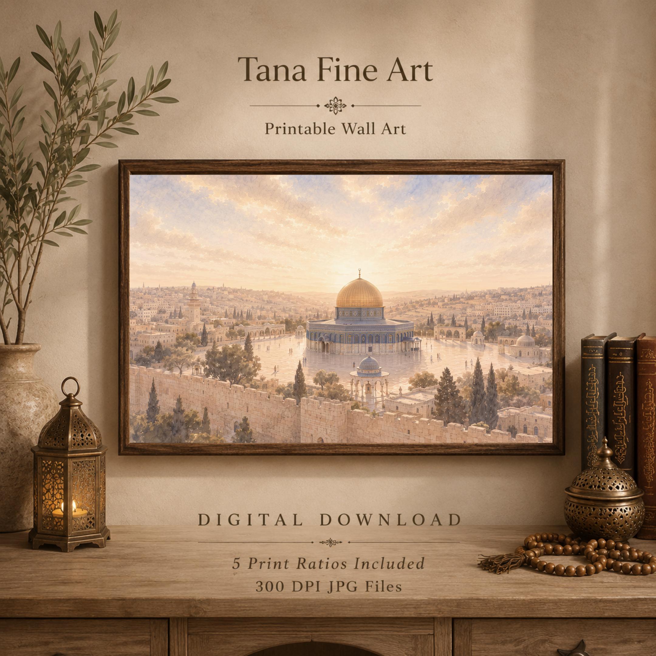 Dome of the Rock Wall Art | Islamic Jerusalem Mosque Inspired Print | Printable Digital Download