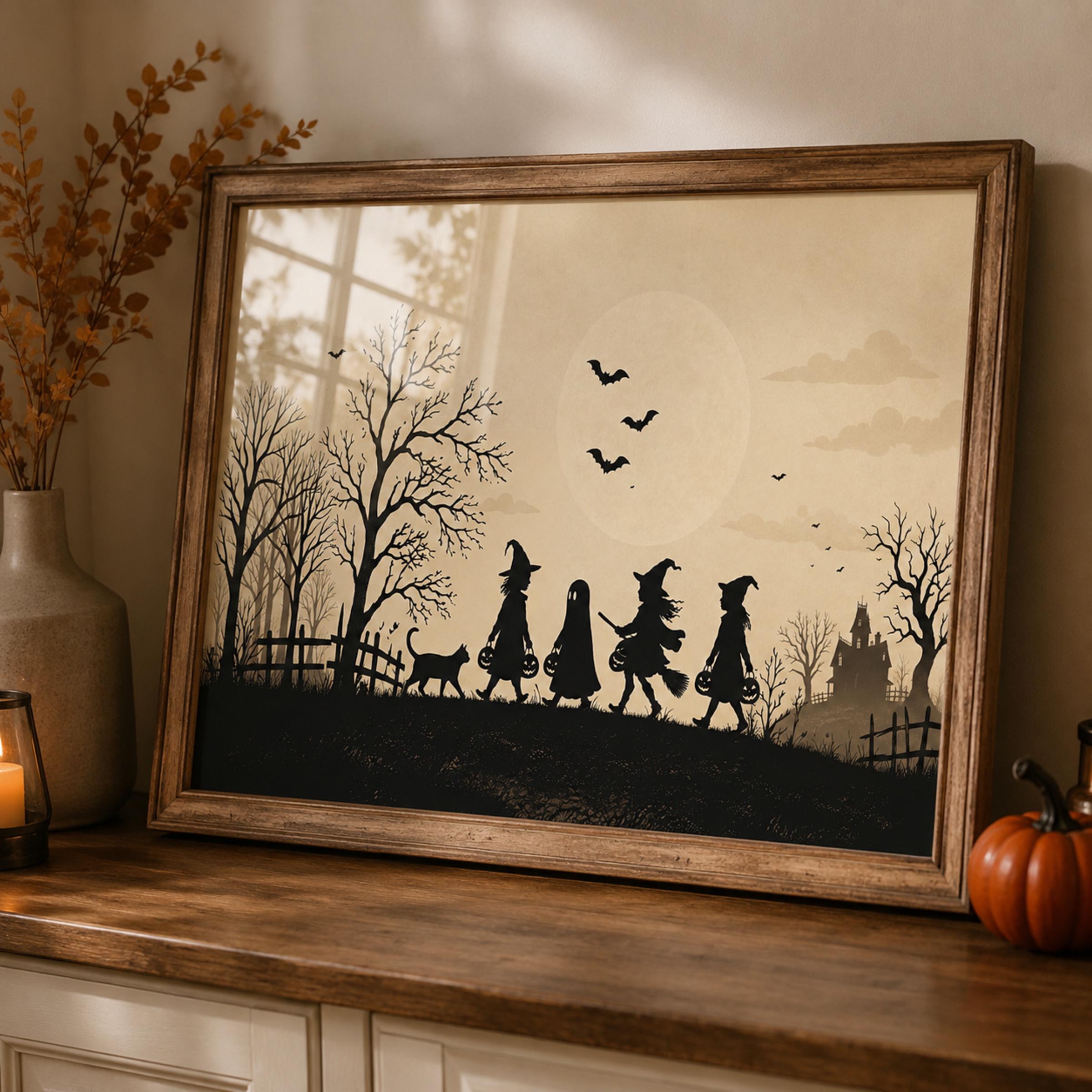 Halloween Wall Art, Silhouette Trick or Treat Witch Moon, Spooky Decor (Halloween  Digital Download) — image 5