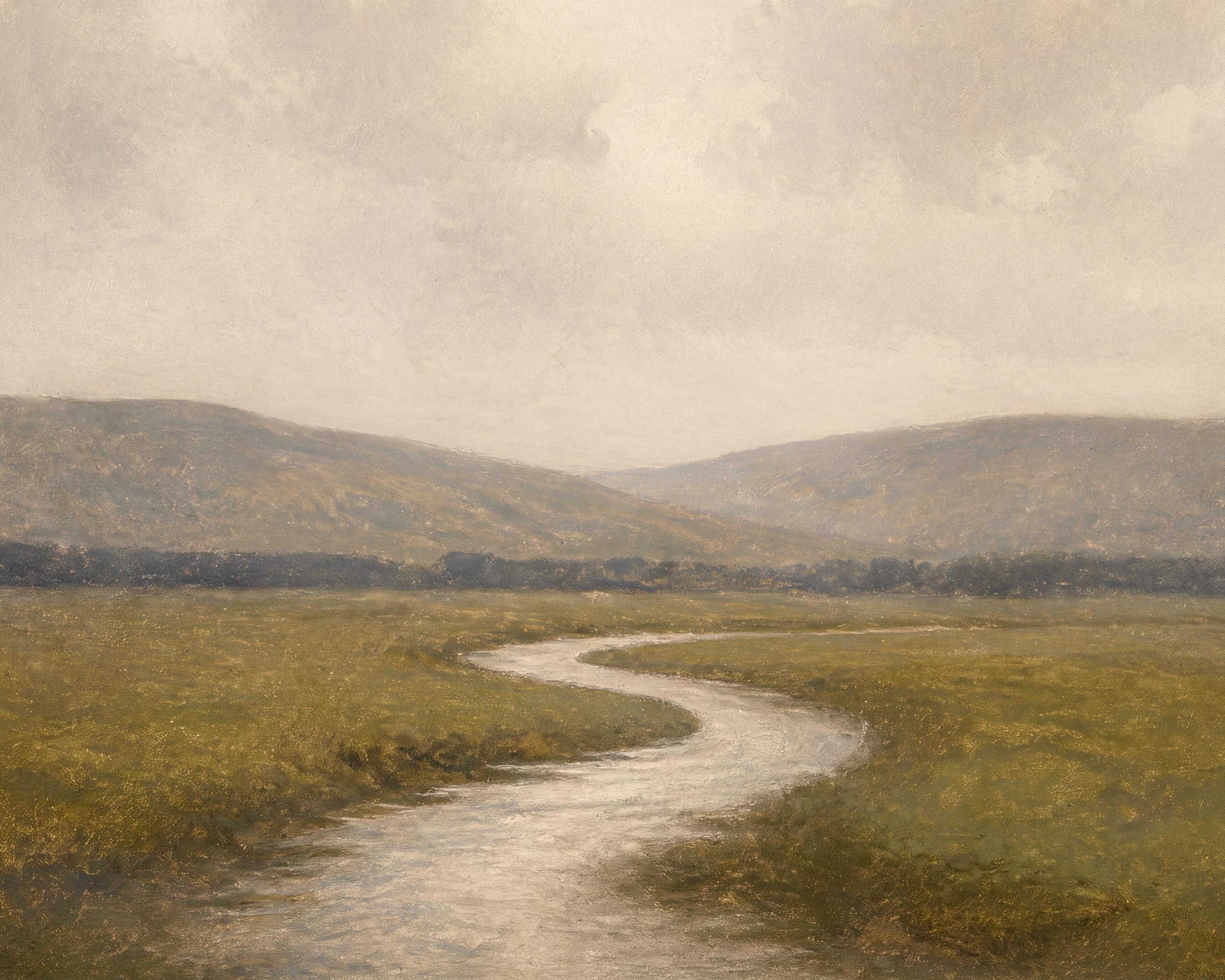 River Landscape Wall Art | Neutral Meadow Print | Vintage Nature Digital Download — image 2