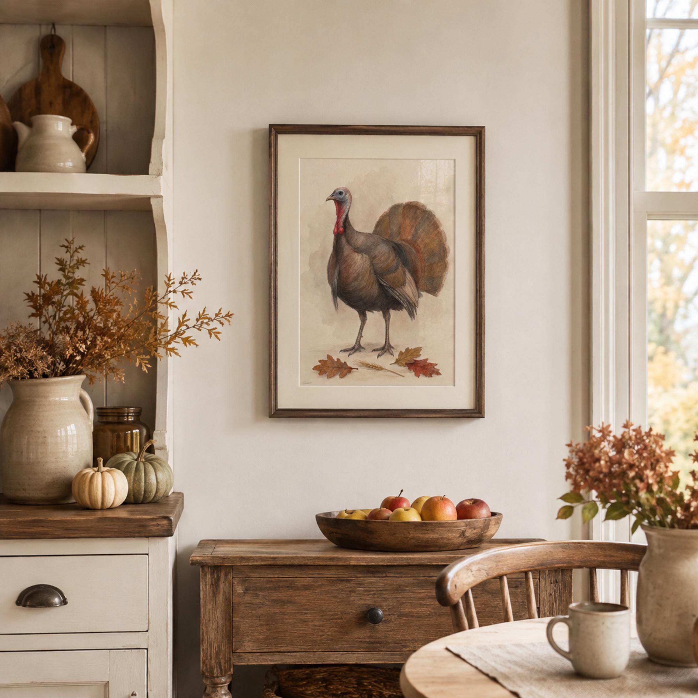 Vintage Turkey Wall Art | Thanksgiving Bird Print | Fall Printable Digital Download — image 2