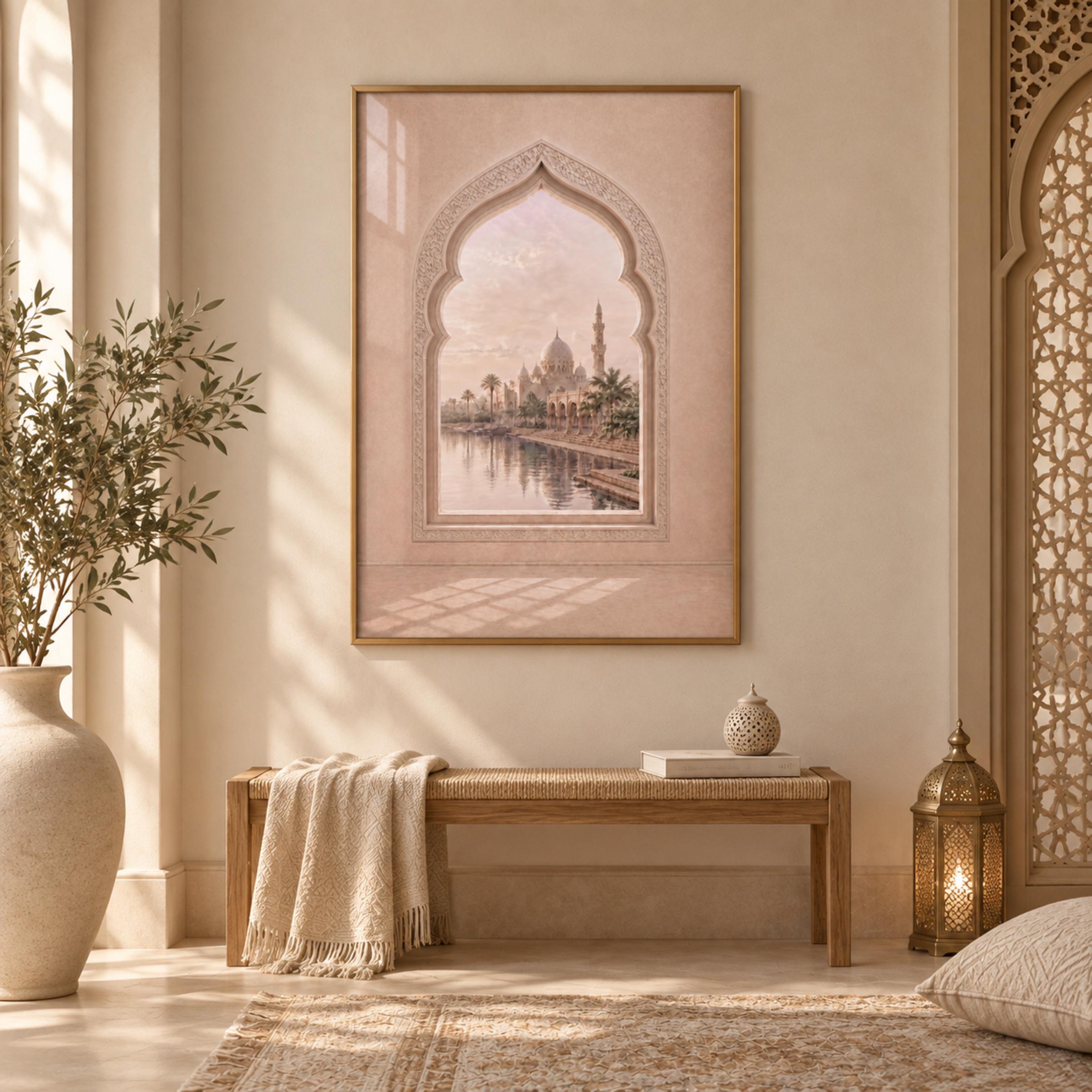 Mosque Reflections beyond a Blush Window — image 3