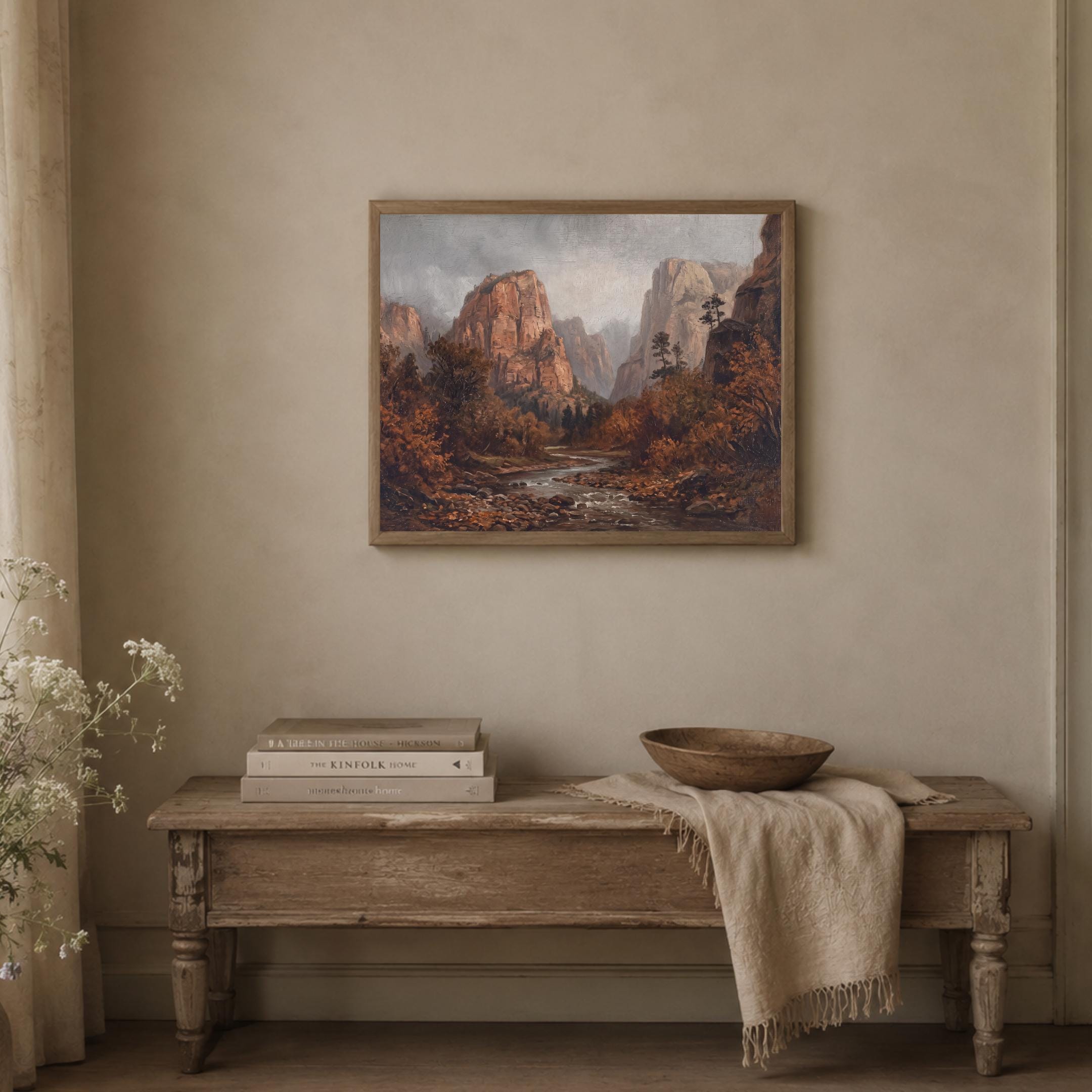 Fall Canyon Wall Art | Moody River Landscape Print | Vintage Nature Printable Digital Download — image 4