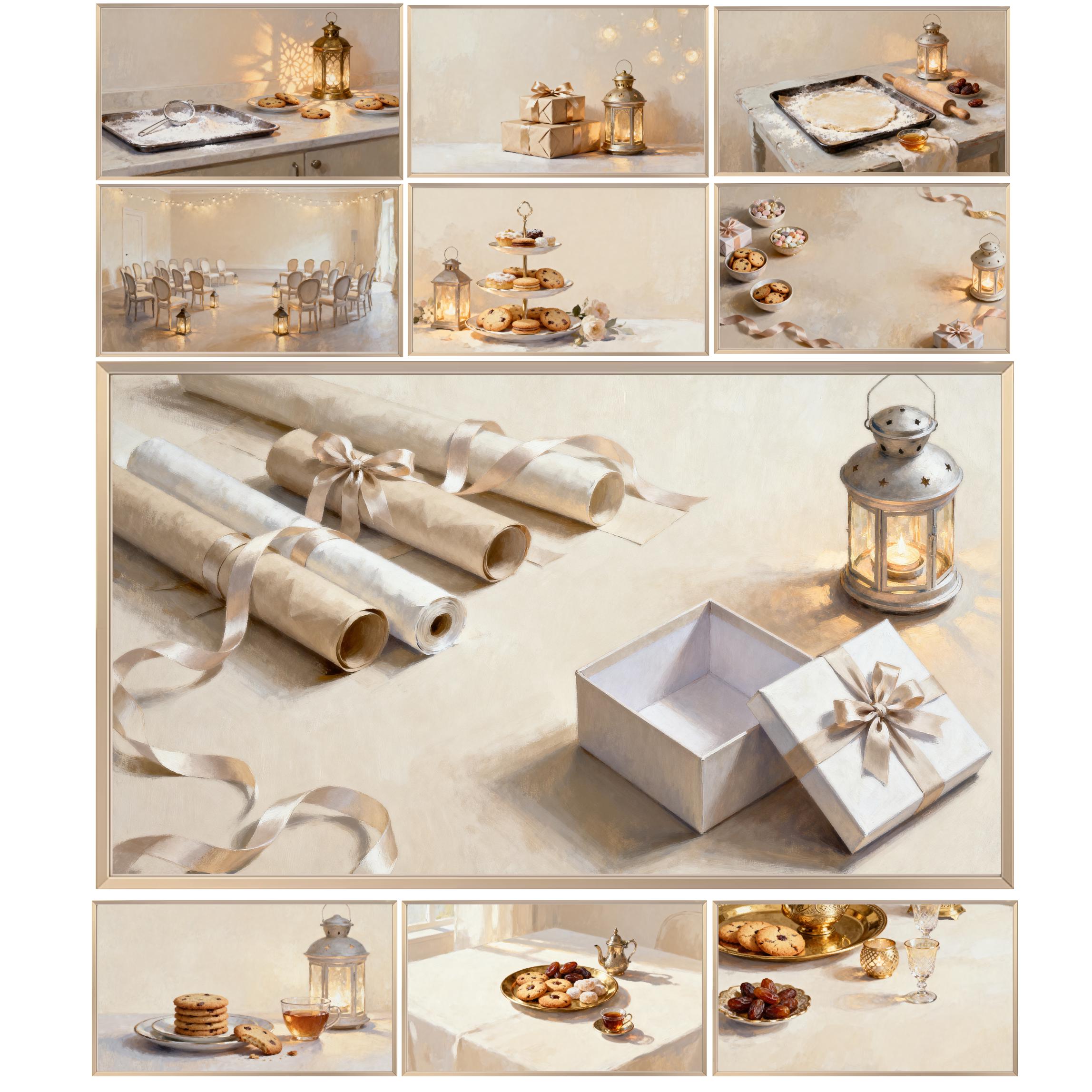 Islamic Frame TV Art Bundle 20 JPGs, Neutral Lantern Crescent Art | Digital Download — image 4