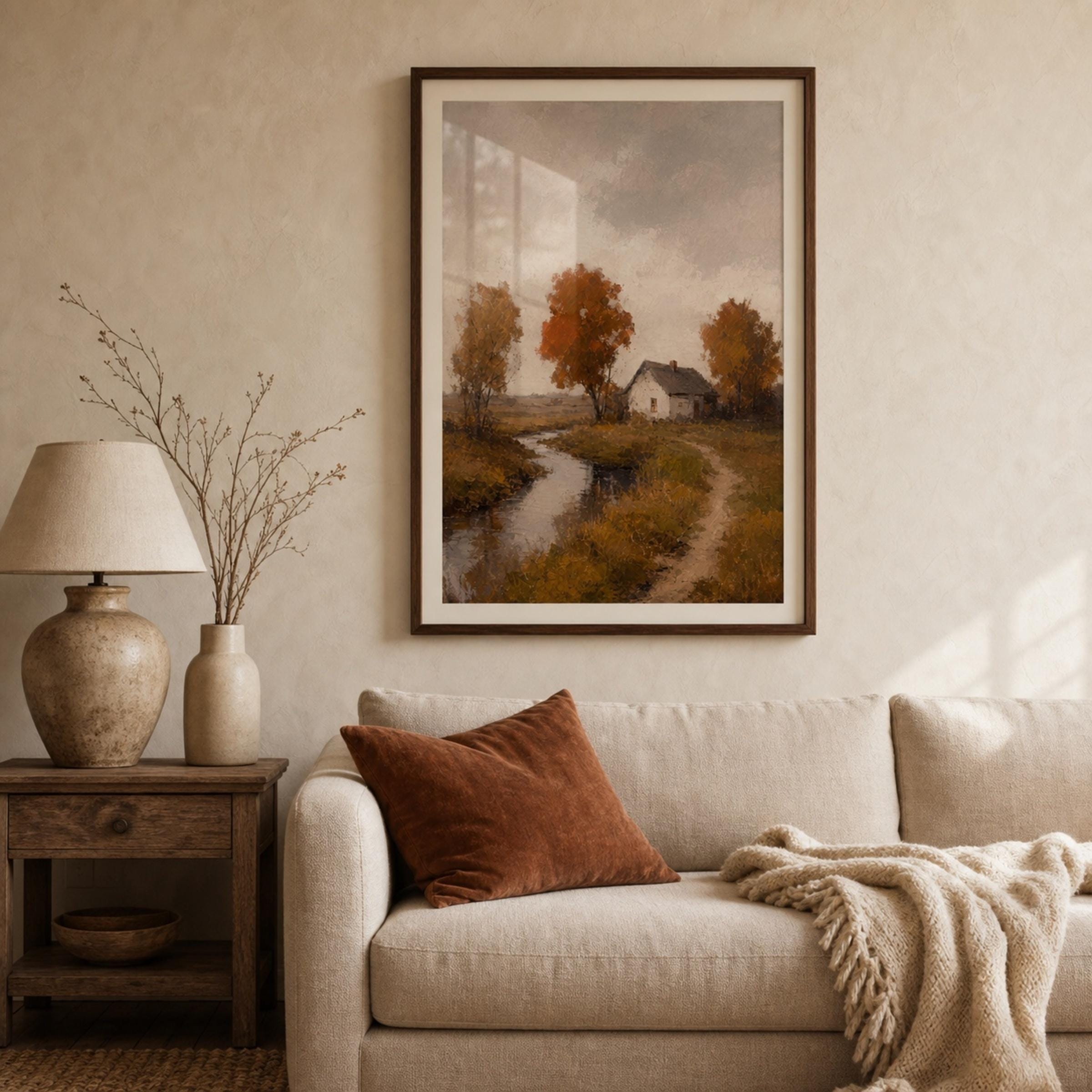 Farmhouse Creek Printable Wall Art, Autumn Countryside Rustic Cottage Digital Download — image 3