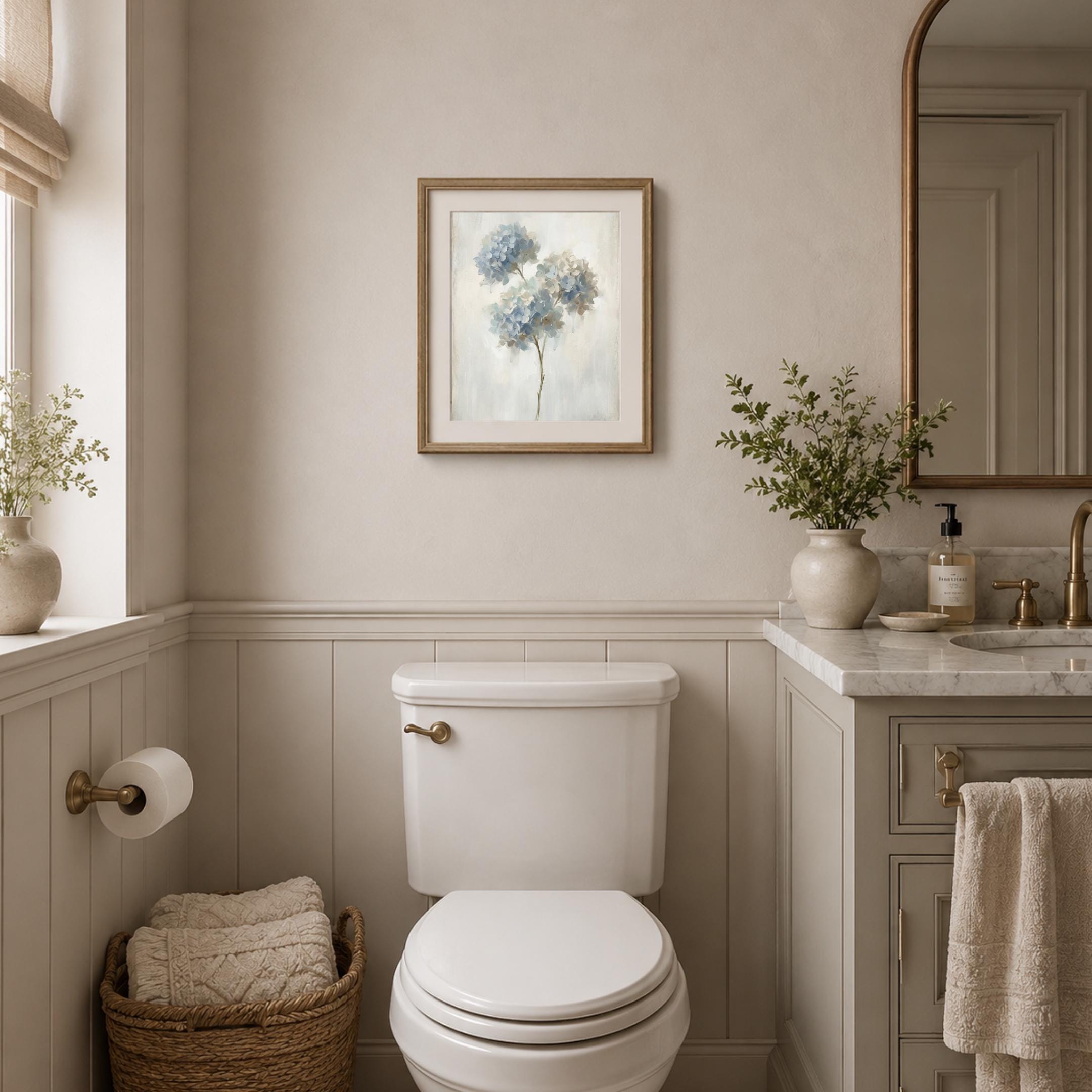 Rainy Blue Hydrangea Wall Art | Neutral Floral Botanical Decor (Digital Download) — image 7
