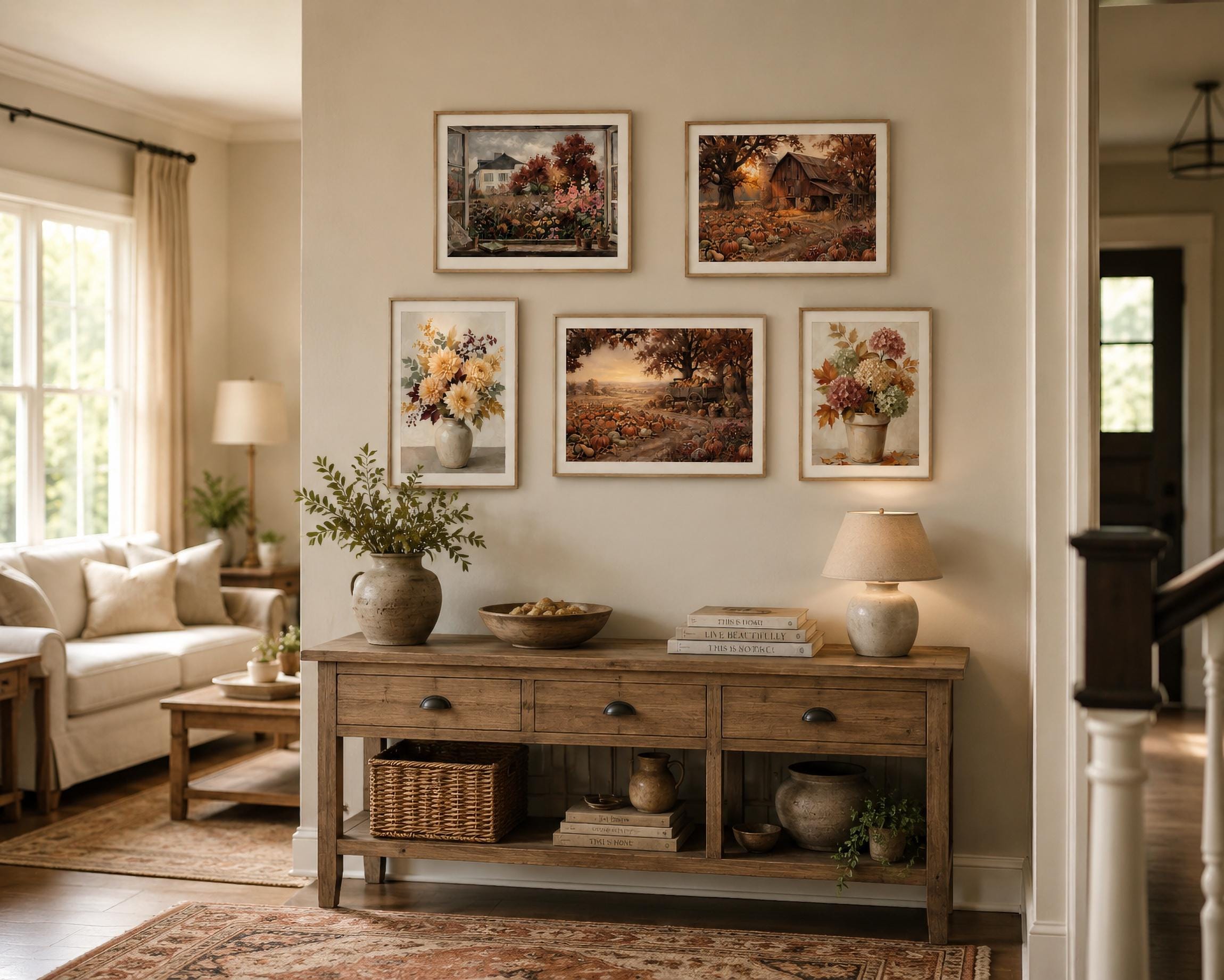 Rustic Fall Gallery Wall Art Set Printable, 5 Autumn Farmhouse Decor Prints Digital Download — image 7