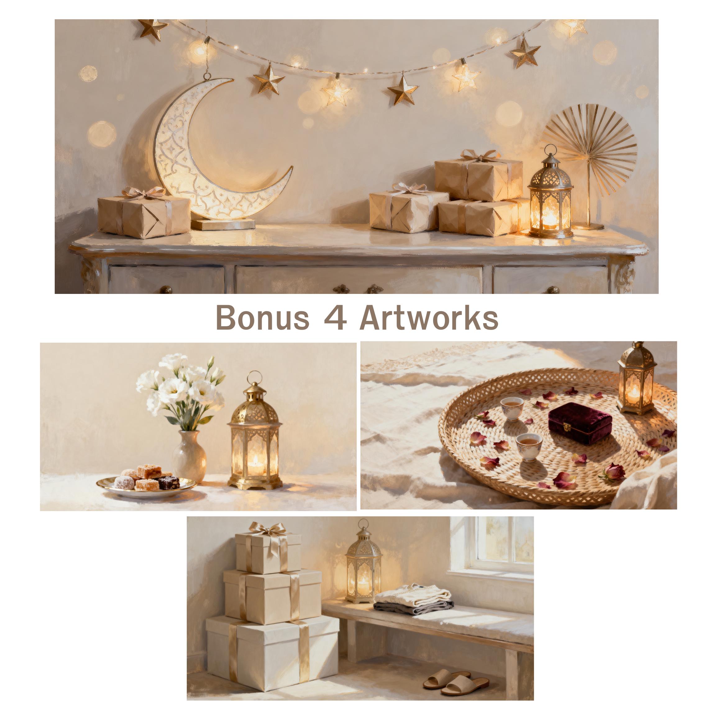 Islamic Frame TV Art Bundle 20 JPGs, Neutral Lantern Crescent Art | Digital Download — image 5