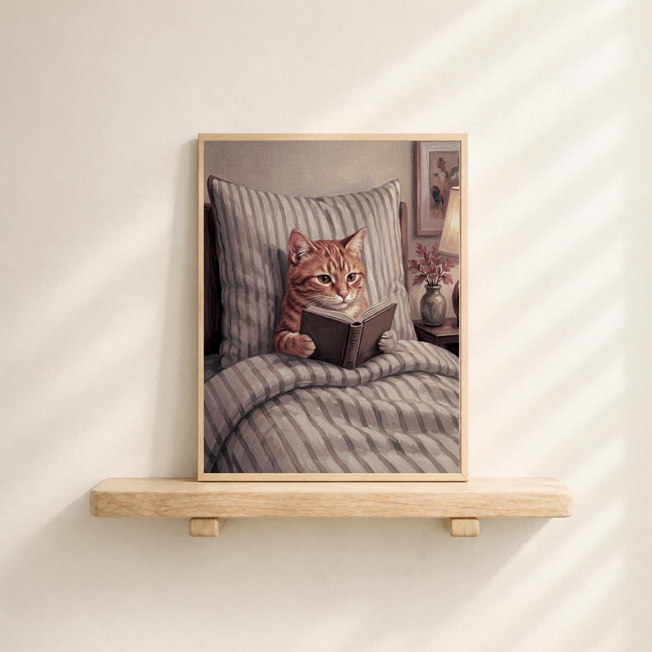 Orange Tabby Cat Reading Art, Cozy Nursery Print, Kids Bedroom Decor (Digital Download) — image 7