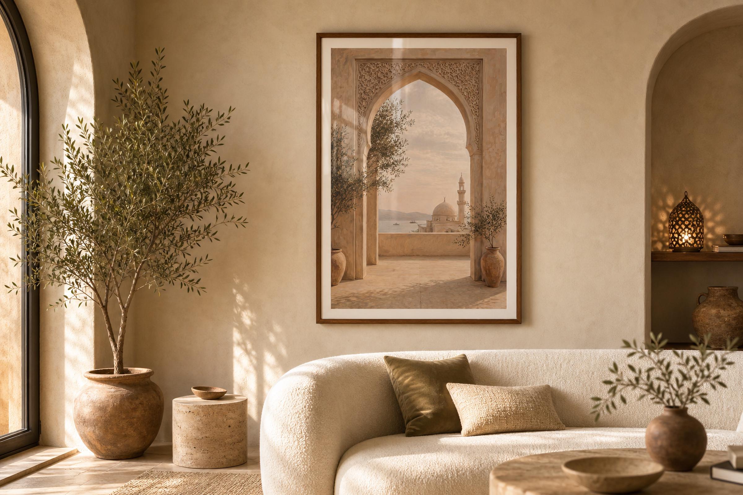 Islamic Mosque Wall Art Printable | Neutral Arch View Print | Muslim Wall Decor Digital Download — image 3