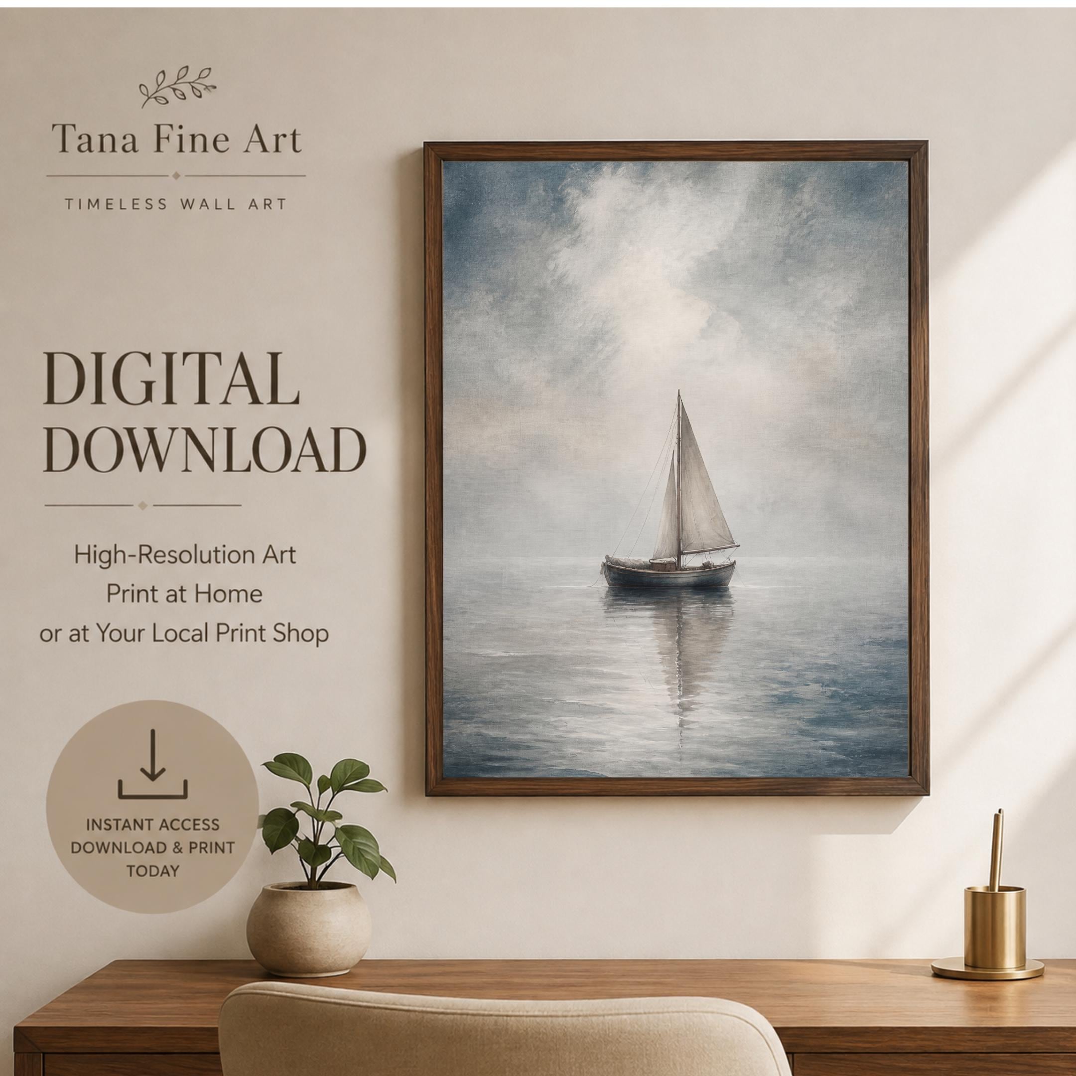 Sailboat Wall Art | Coastal Ocean Print | Nautical Printable Digital Download — image 7