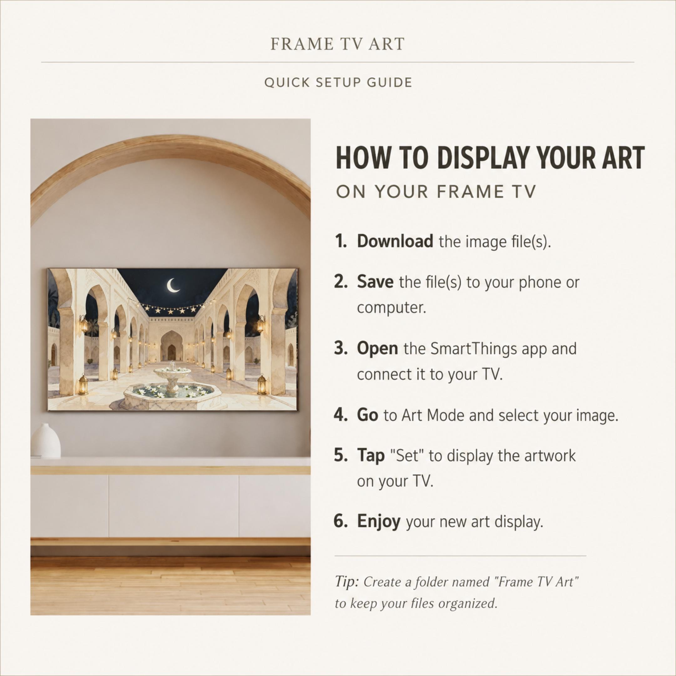 Islamic Courtyard Night Frame TV Art | Crescent Moon Lantern Glow (Digital Download) — image 7