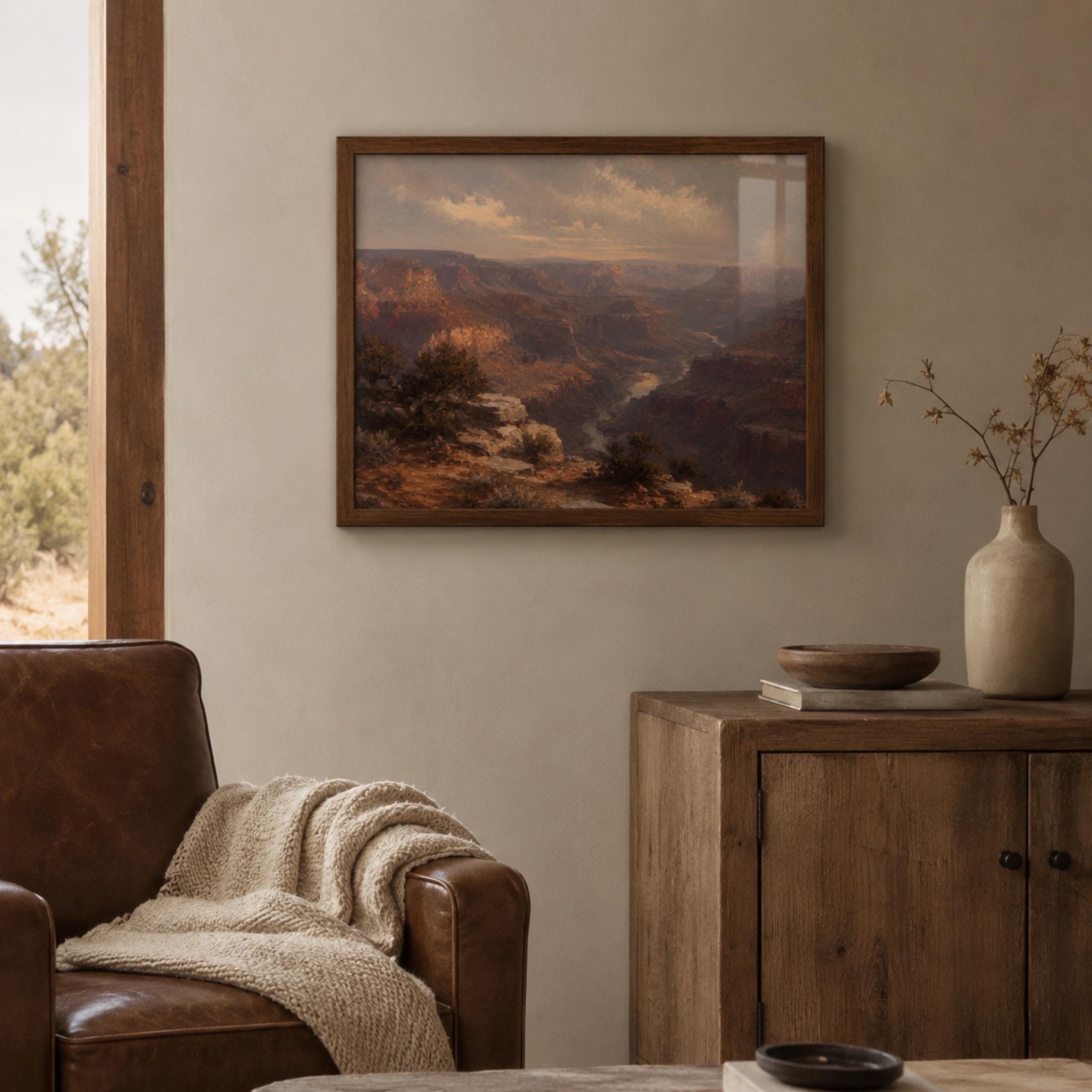 Canyon Landscape Wall Art | Moody Southwest Desert Print | Vintage Grand Canyon Inspired Digital Download — image 3