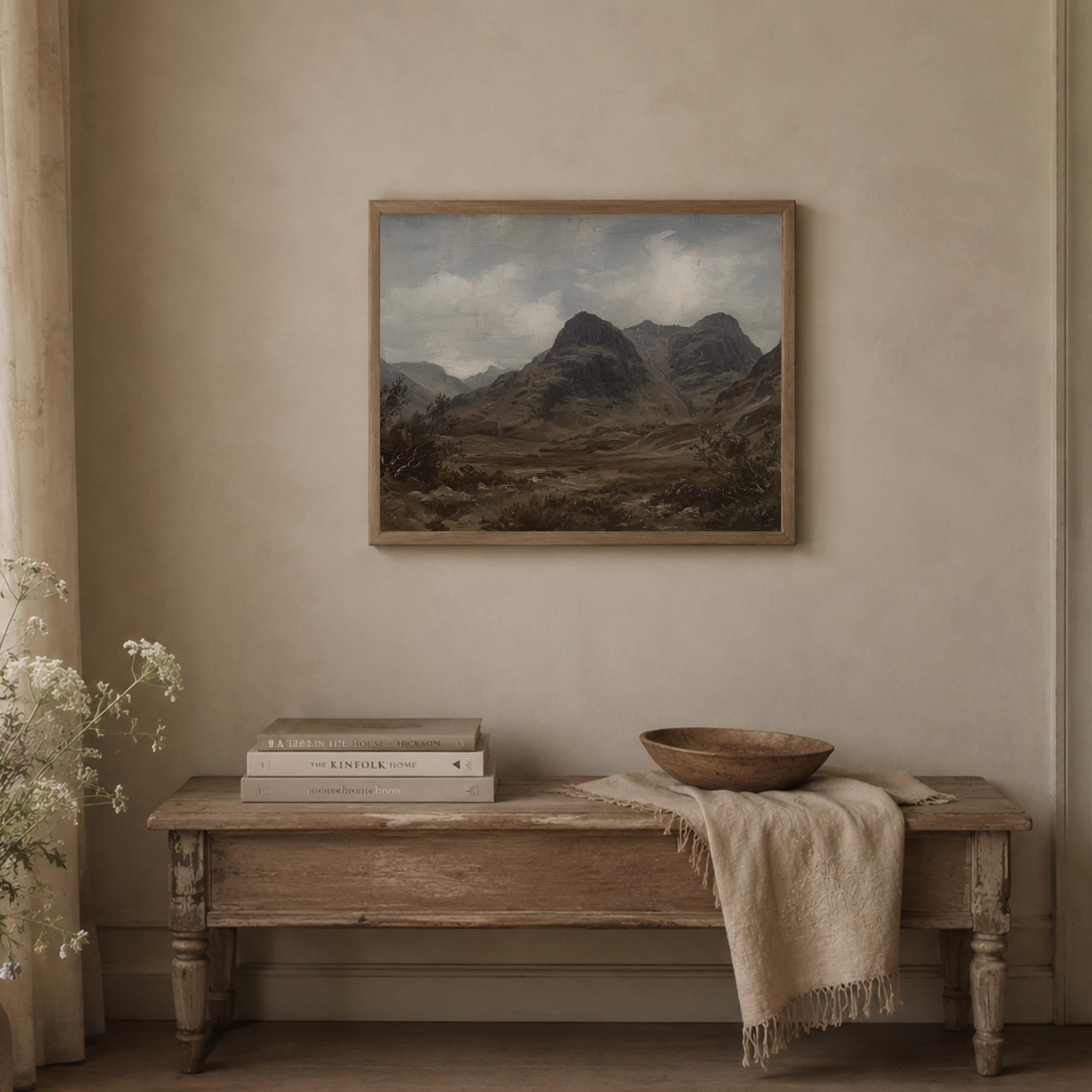 Moody Mountain Landscape Print | Scottish Highlands Wall Art | Dark Vintage Nature Digital Download — image 4