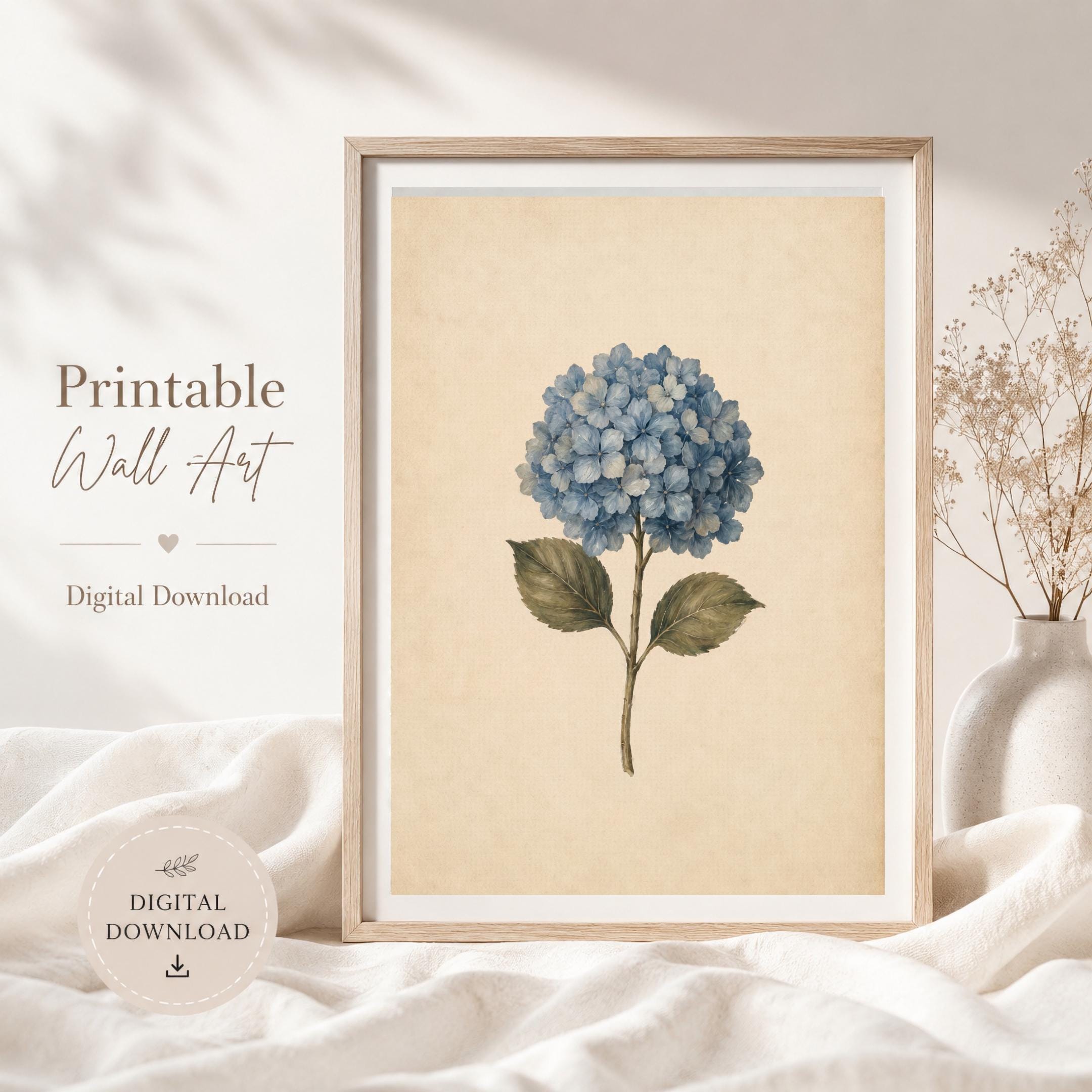 Blue Hydrangea Wall Art | Vintage Botanical Floral Print | Cottage Home Decor Printable Digital Download — image 10