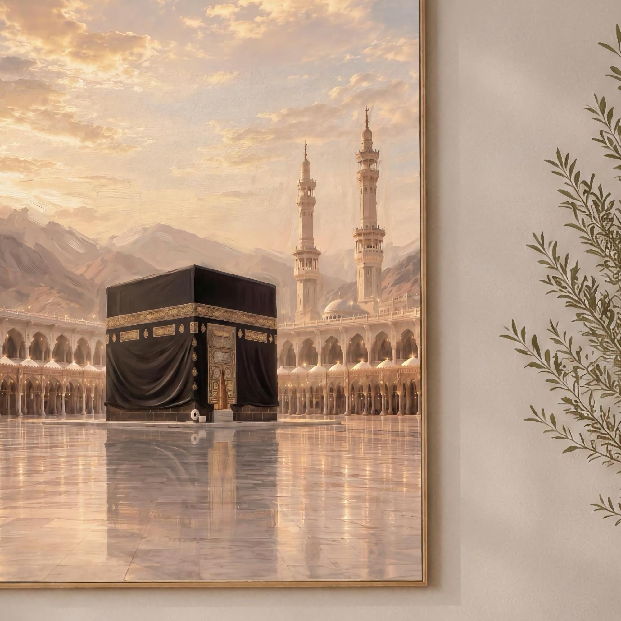 Kaaba Art Printable, Muslim Wall Decor, Golden Makkah, Islamic Prayer Room Decor (Digital Download) — image 2