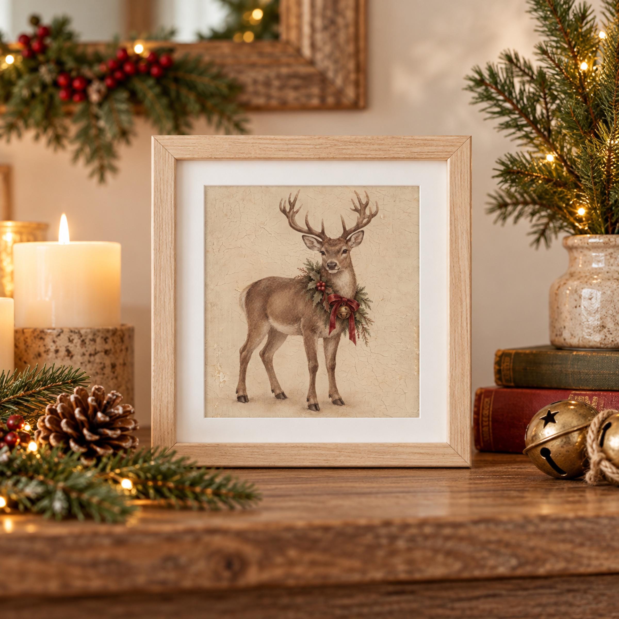 Festive Stag with Evergreen Wreath — image 5