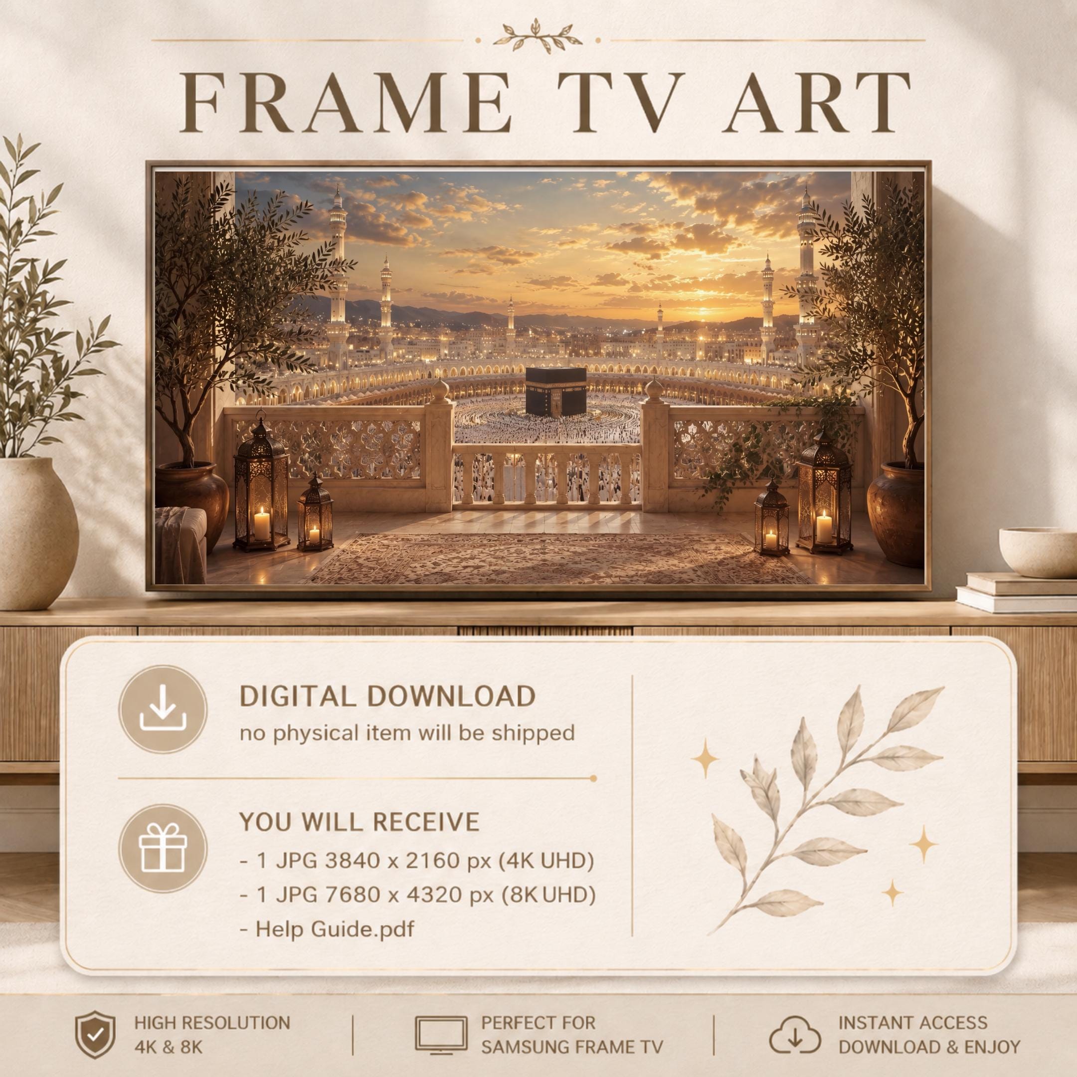 Kaaba Frame TV Art, Islamic Balcony View for Samsung The Frame, Hajj Digital Download — image 3