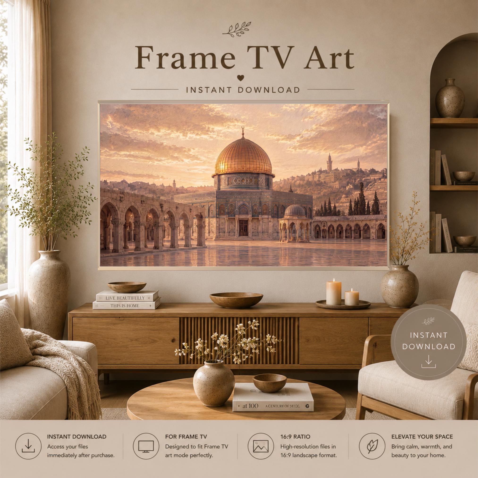 Islamic Frame TV Art Set of 3, Kaaba Medina Jerusalem Screen Display Digital Download — image 4