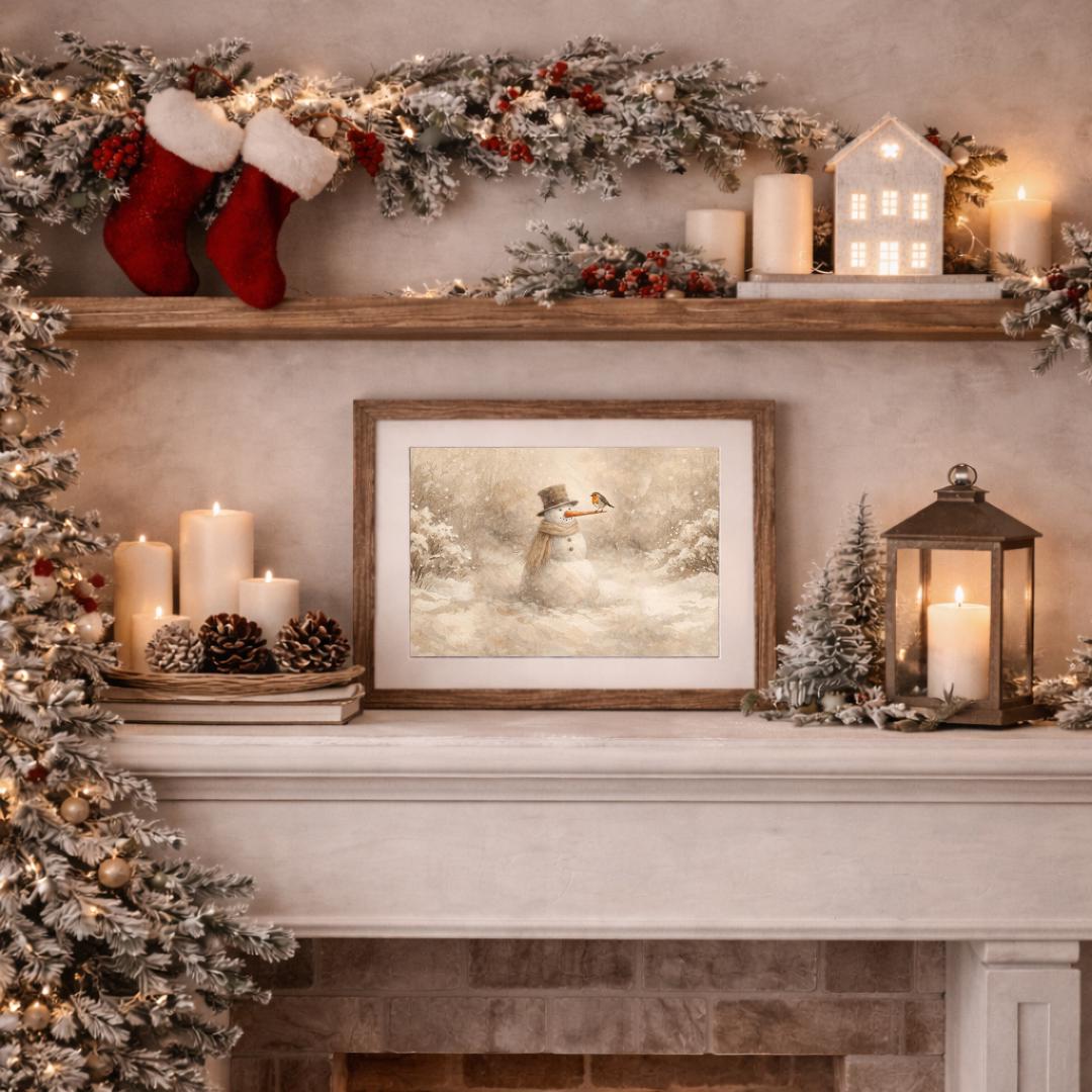 Snowman Wall Art Printable | Neutral Winter Animal Print | Cozy Christmas Decor (Digital Download) — image 5