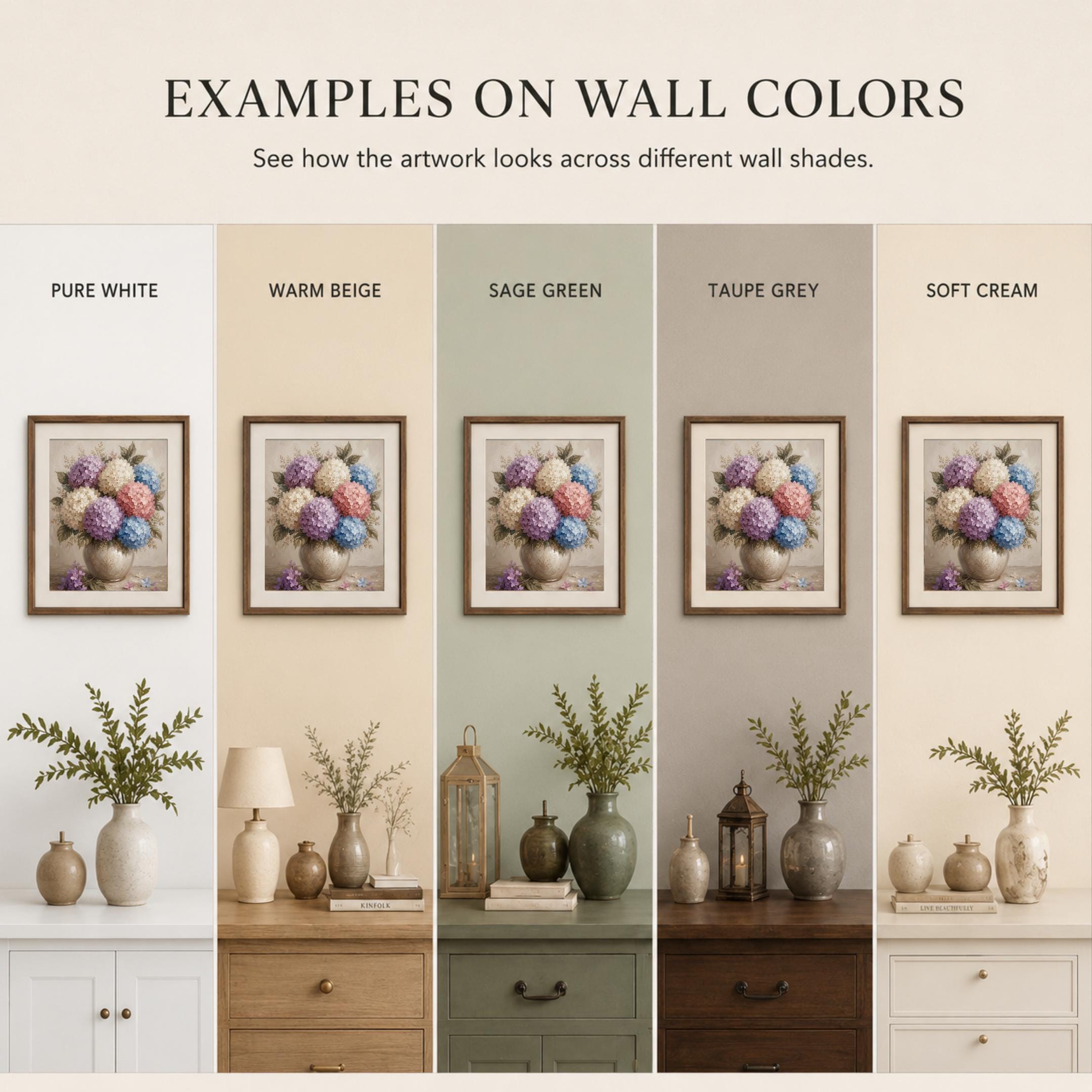 Pastel Hydrangea Wall Art, Colorful Floral Vase Print, Soft Cottage Bedroom Decor (Digital Download) — image 3