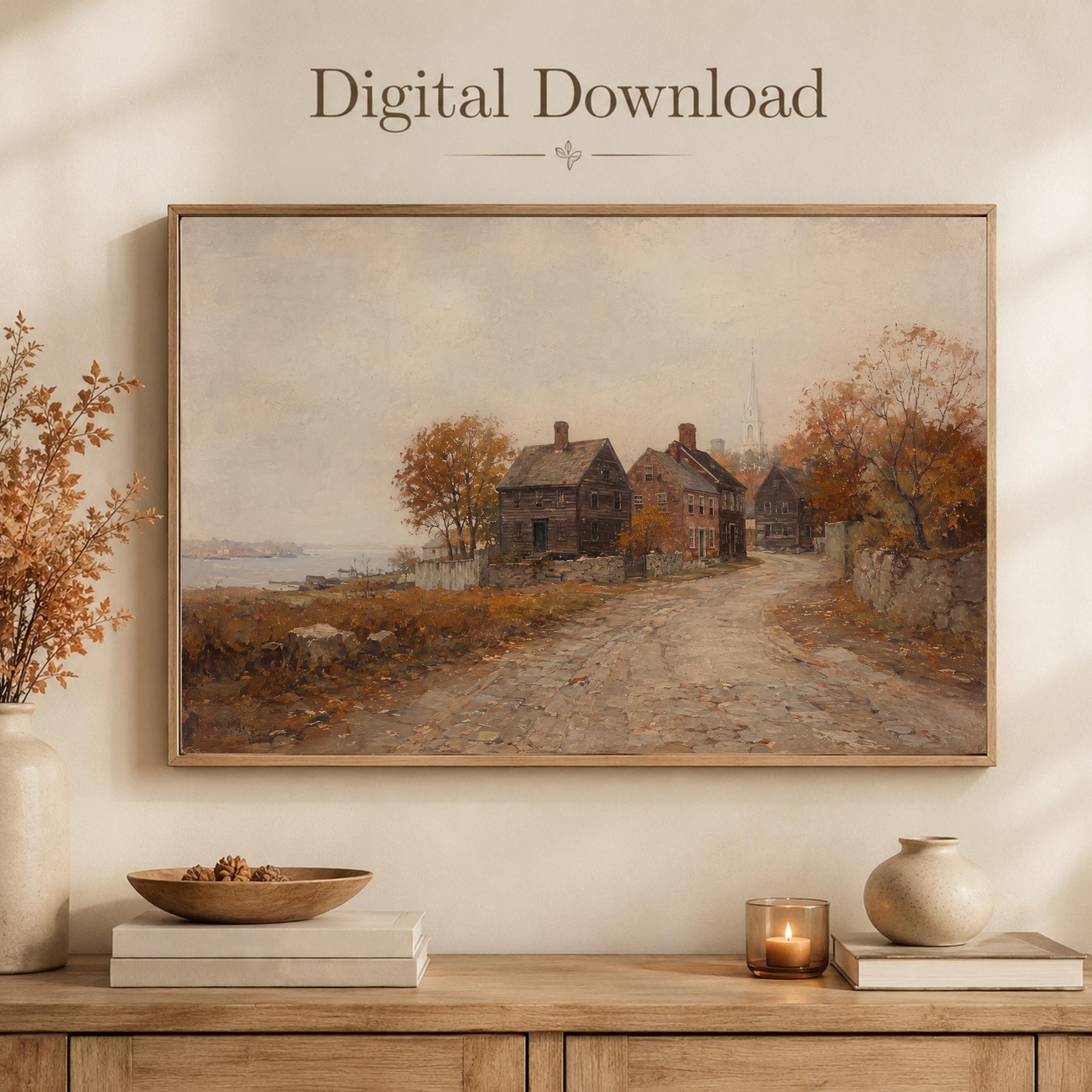 Autumn Street Printable Wall Art, Vintage Salem Inspired, New England Landscape, Digital Download — image 4