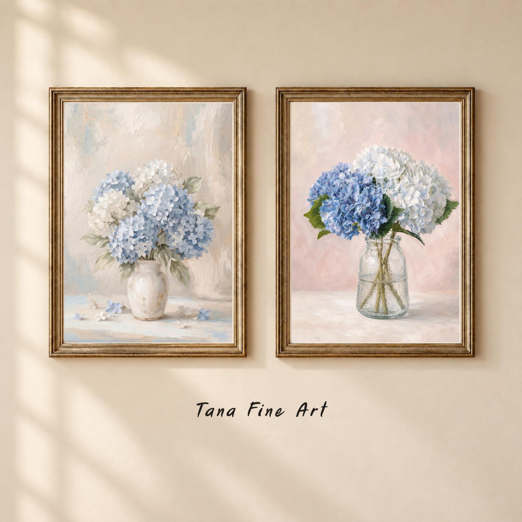 Vintage Hydrangea Gallery Wall Set of 9, Coastal Cottage Gallery Decor Prints (Digital Download) — image 4