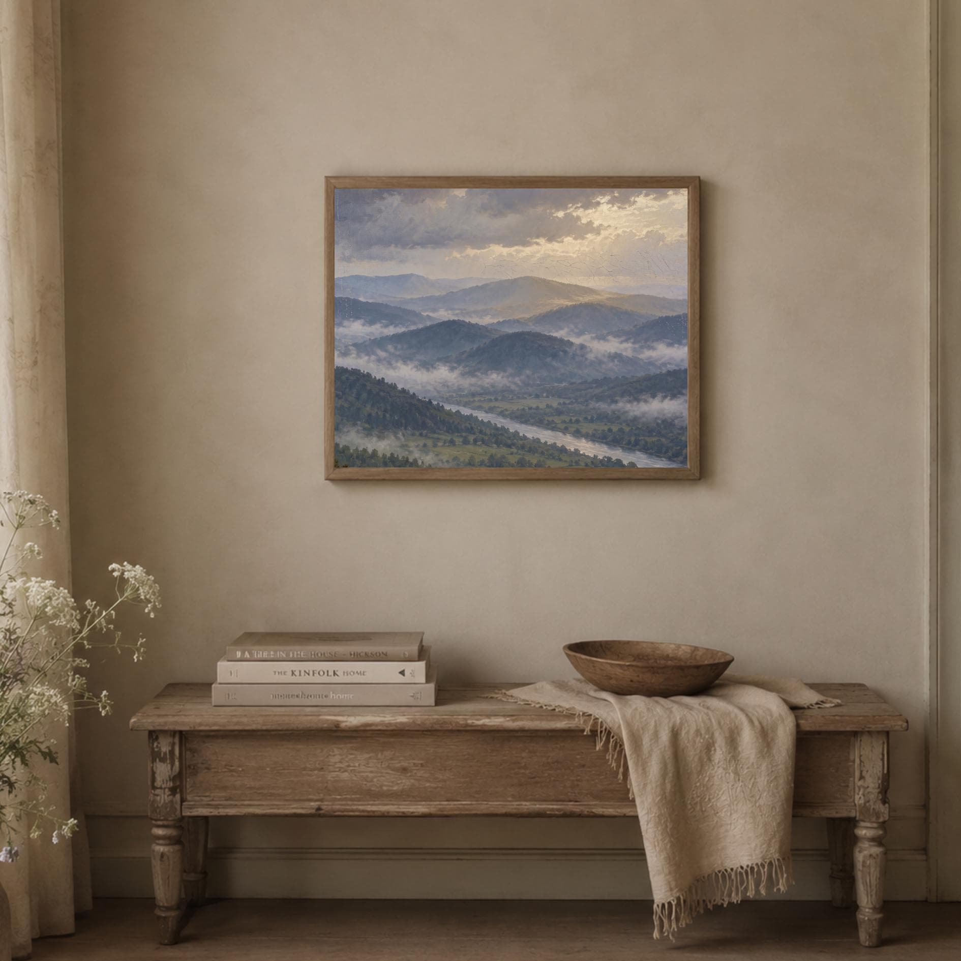 Misty Mountain Valley Printable Wall Art, Serene Blue Landscape Nature Home Decor Digital Download — image 8