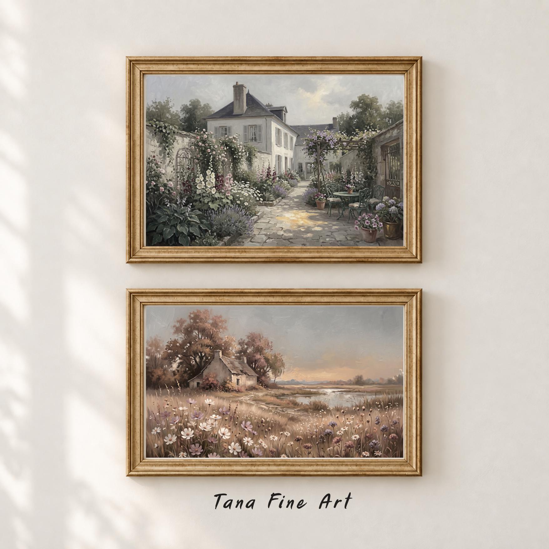Vintage Cottage Gallery Wall Art Set 9, Floral Landscape Printable Decor Prints Digital Download — image 4