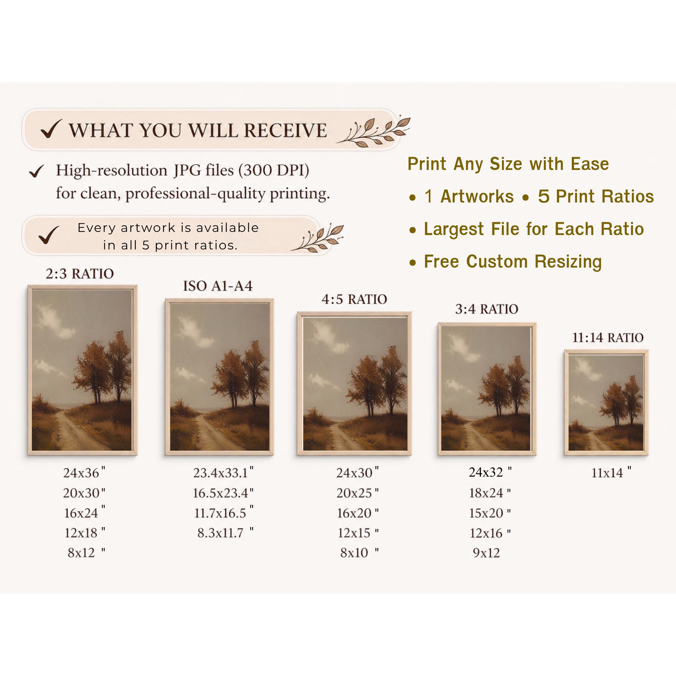 Autumn Country Road Wall Art | Vintage Fall Landscape Print | Rustic Farmhouse Digital Download — image 10