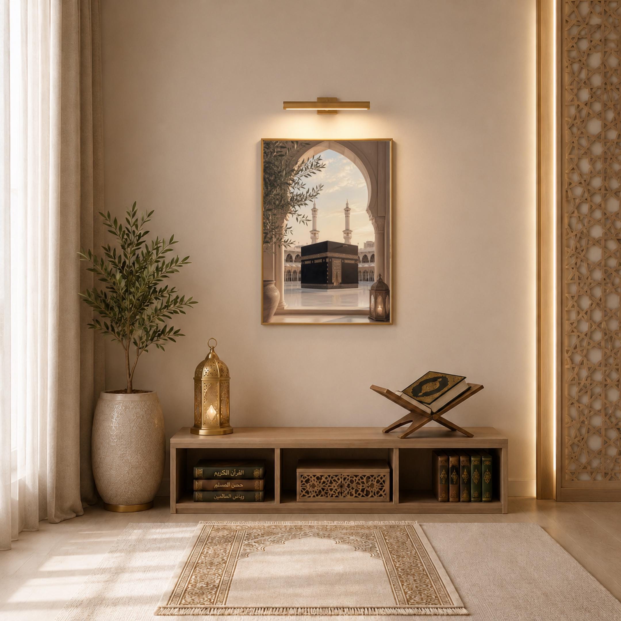 Kaaba View with Olive Branches & Lantern — image 3