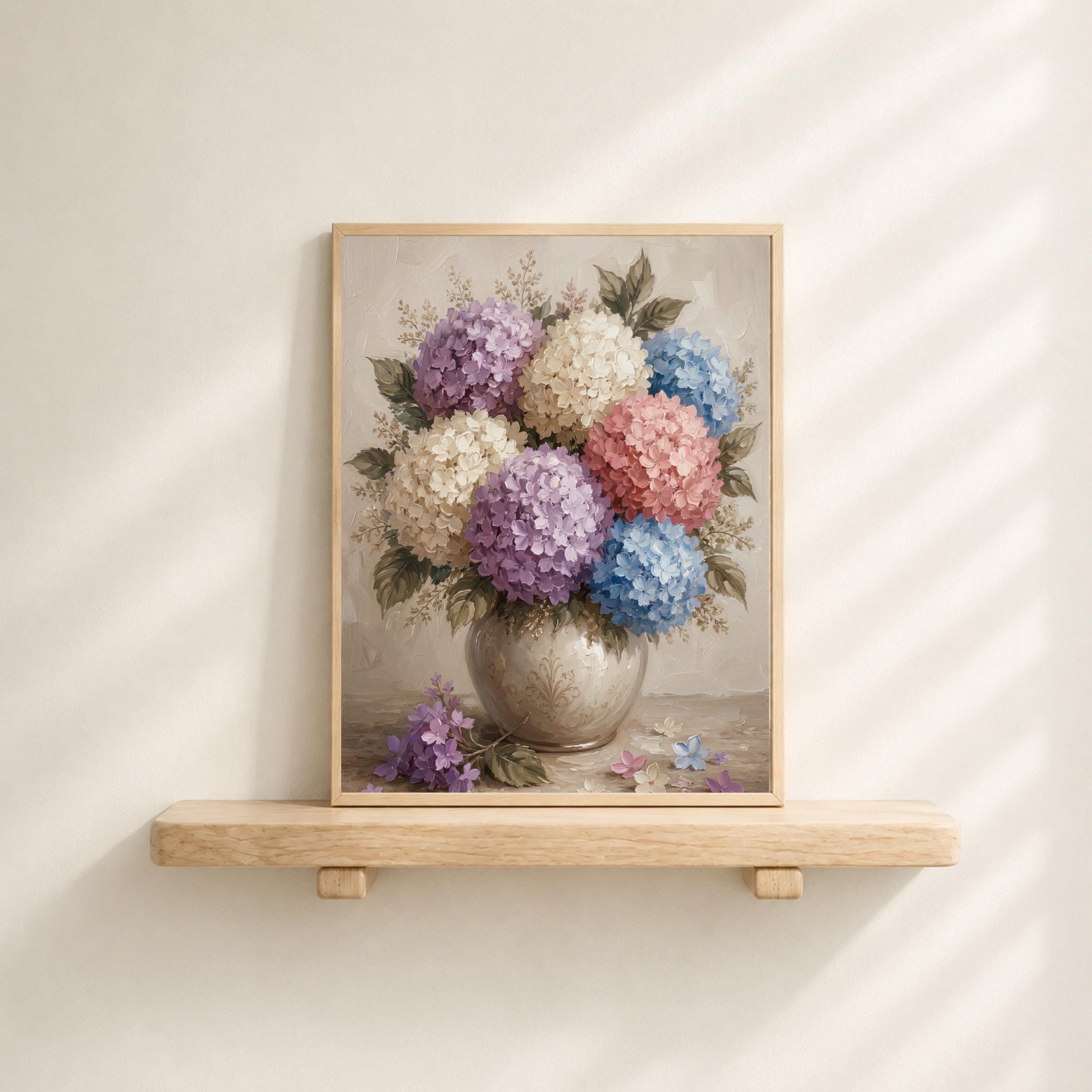 Pastel Hydrangea Wall Art, Colorful Floral Vase Print, Soft Cottage Bedroom Decor (Digital Download) — image 6