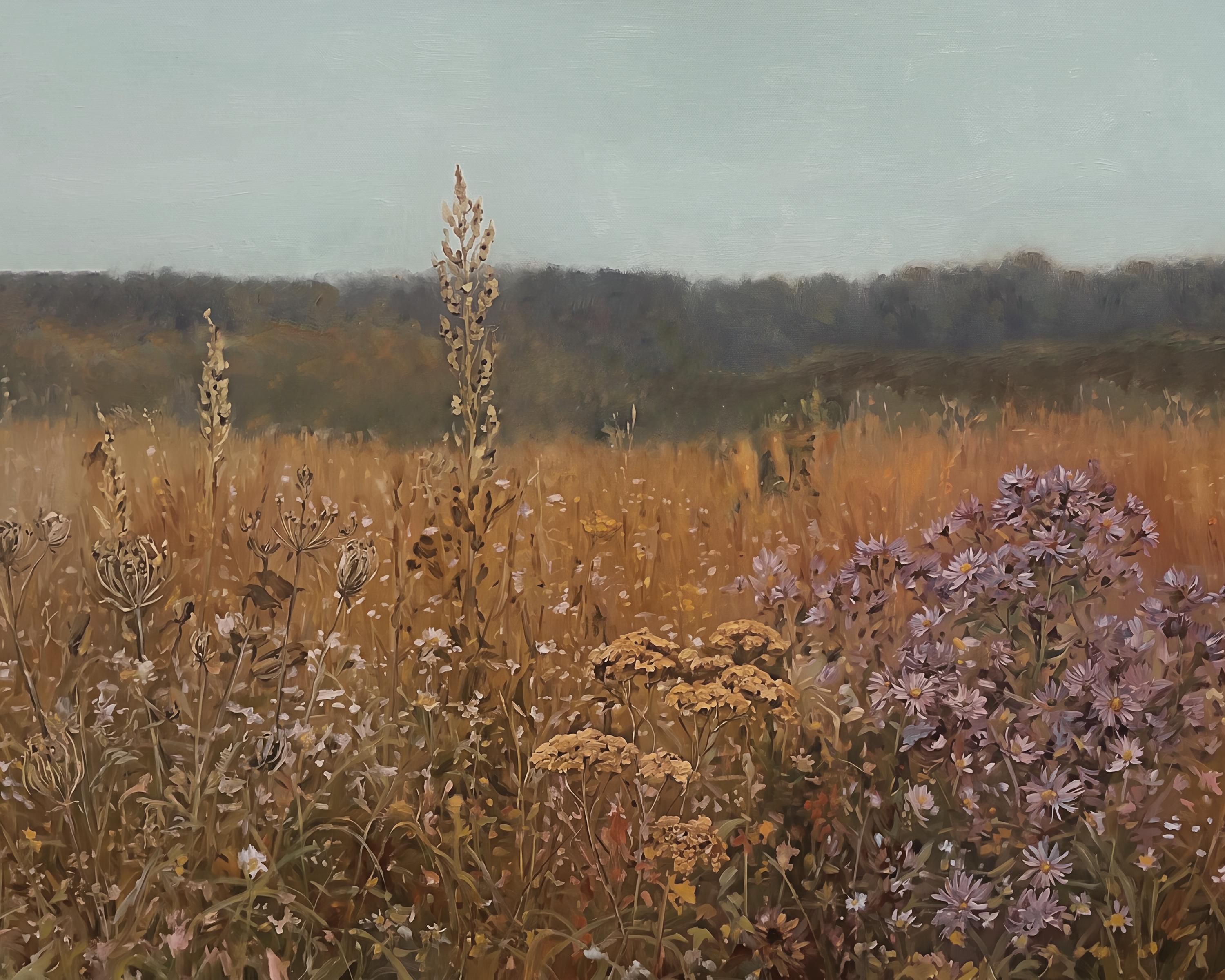 Fall Landscape Print, Autumn Meadow Wall Art, Vintage Wildflower Field Print (Digital Download) — image 2
