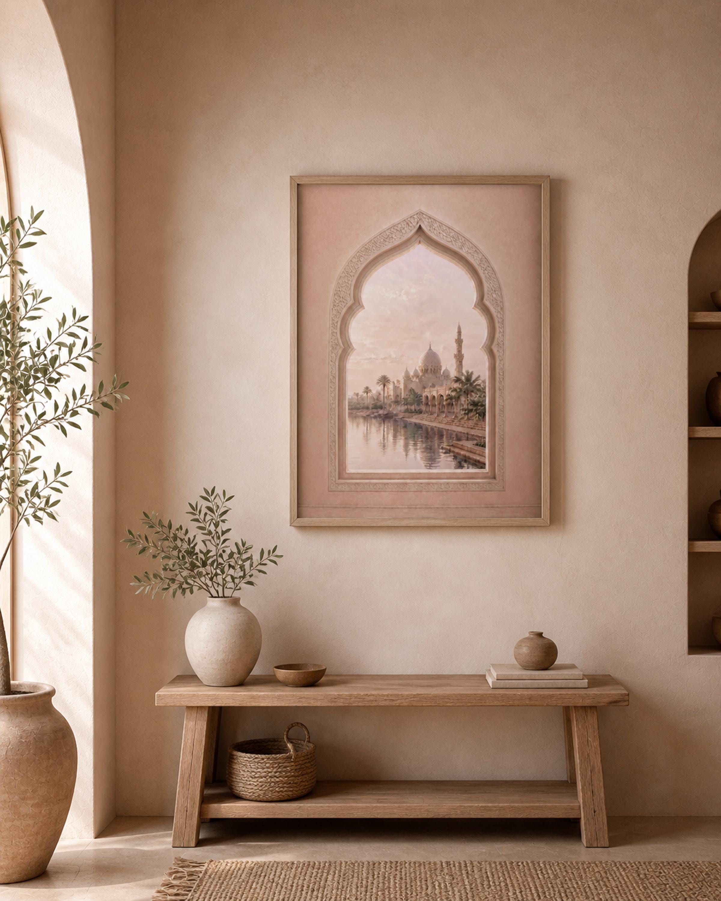 Mosque Reflections beyond a Blush Window — image 6