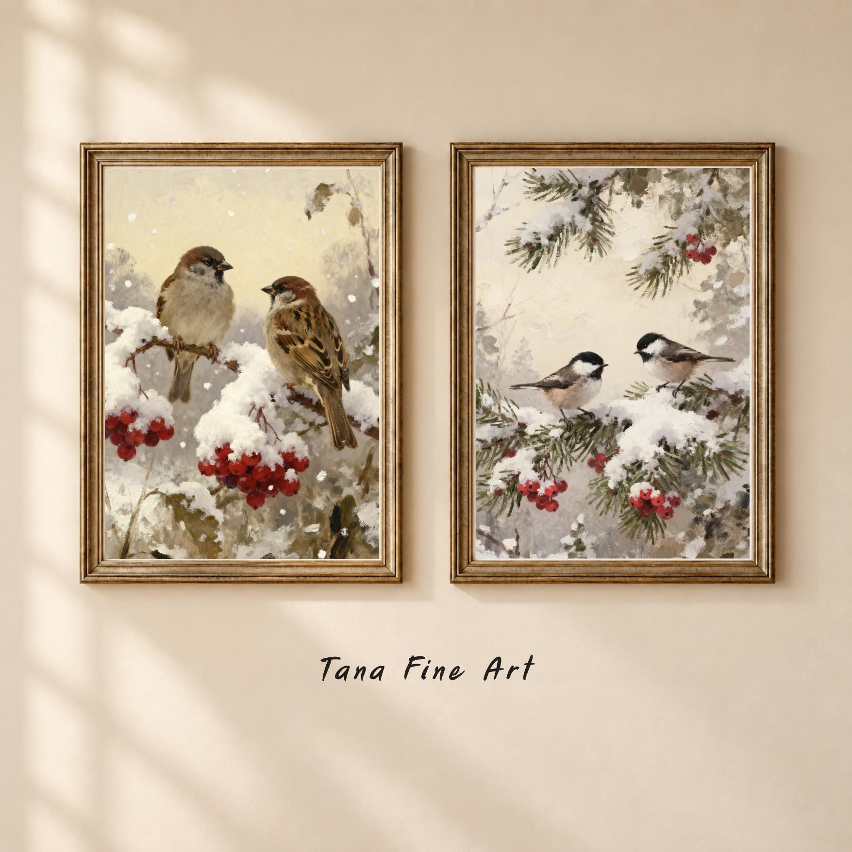 Snowy Birds & Berry Branches — Set of 5 — image 3