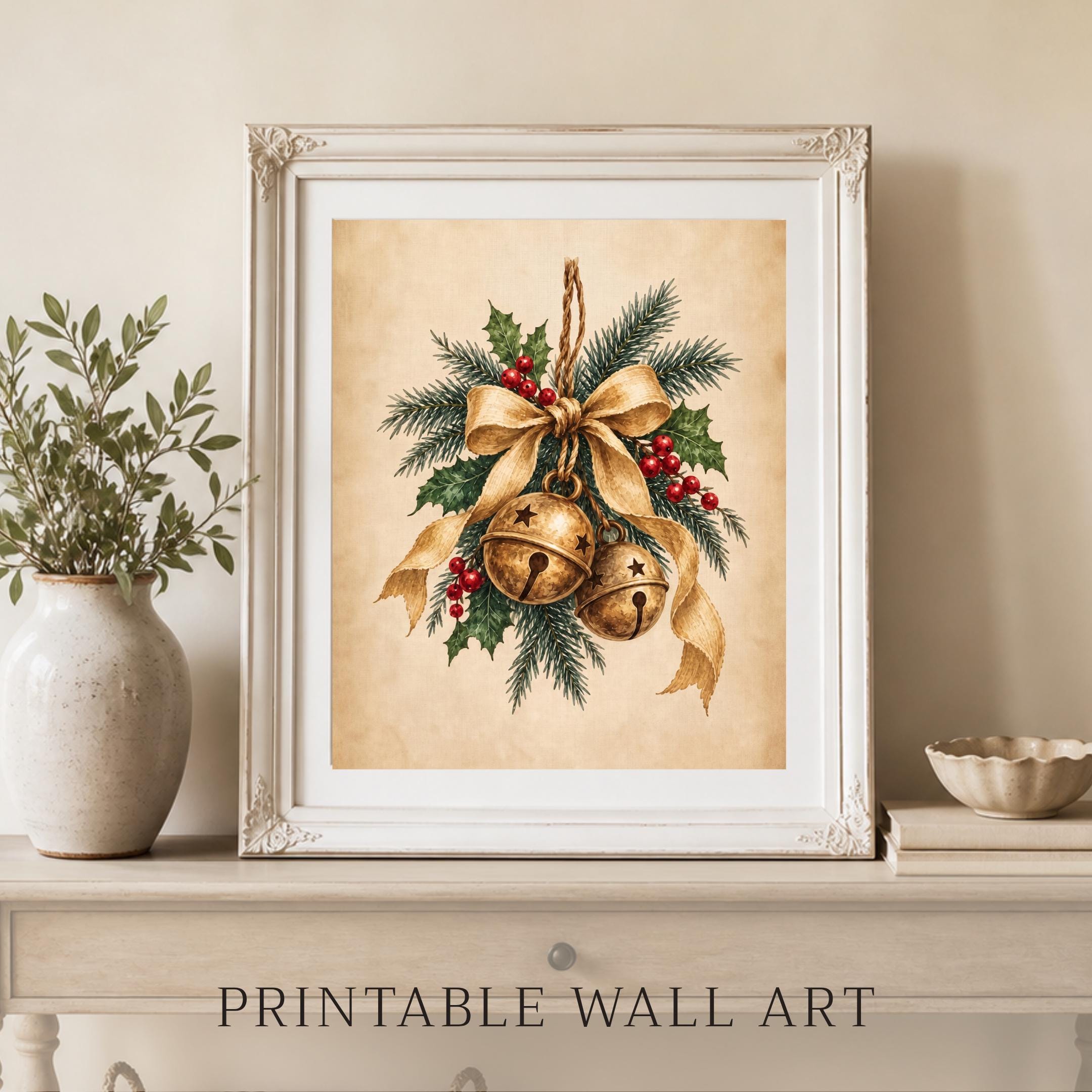 Golden Christmas Bells & Holly — image 7