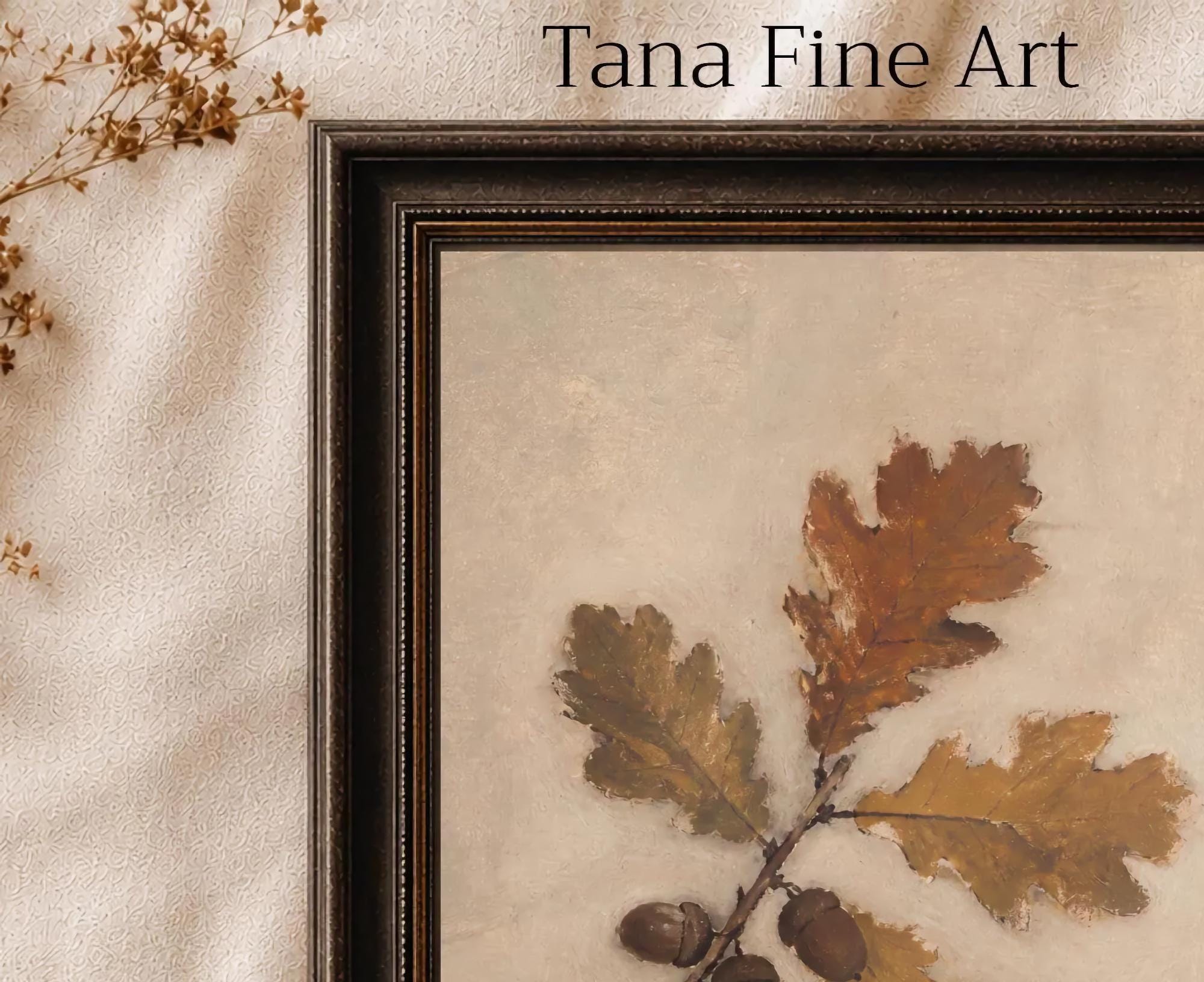 Oak Branch and Acorns Printable Wall Art, Neutral Autumn Botanical Digital Download — image 2