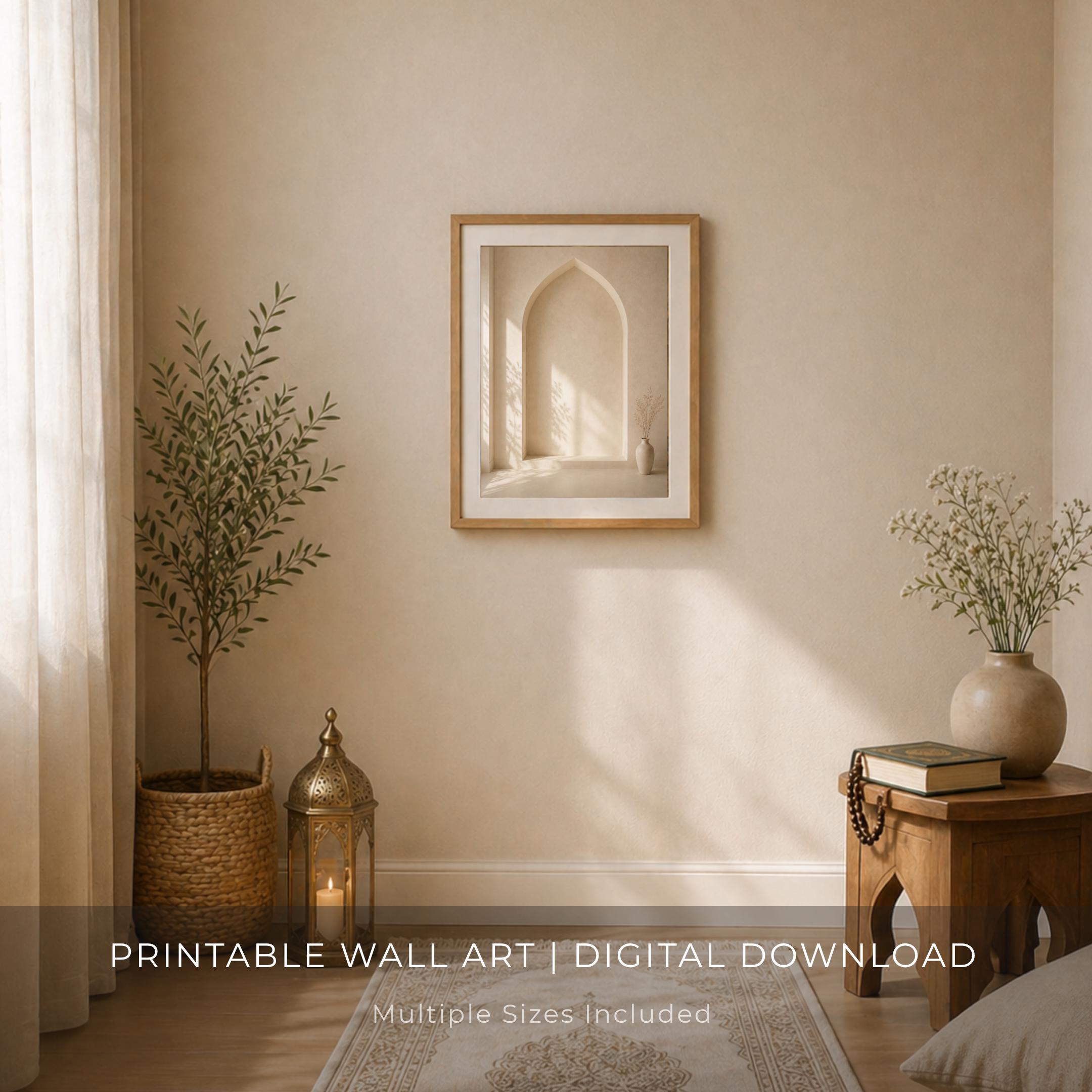 Minimal Mihrab Wall Art, Beige Islamic Prayer Room Print, Muslim Home Decor (Digital Download) — image 7