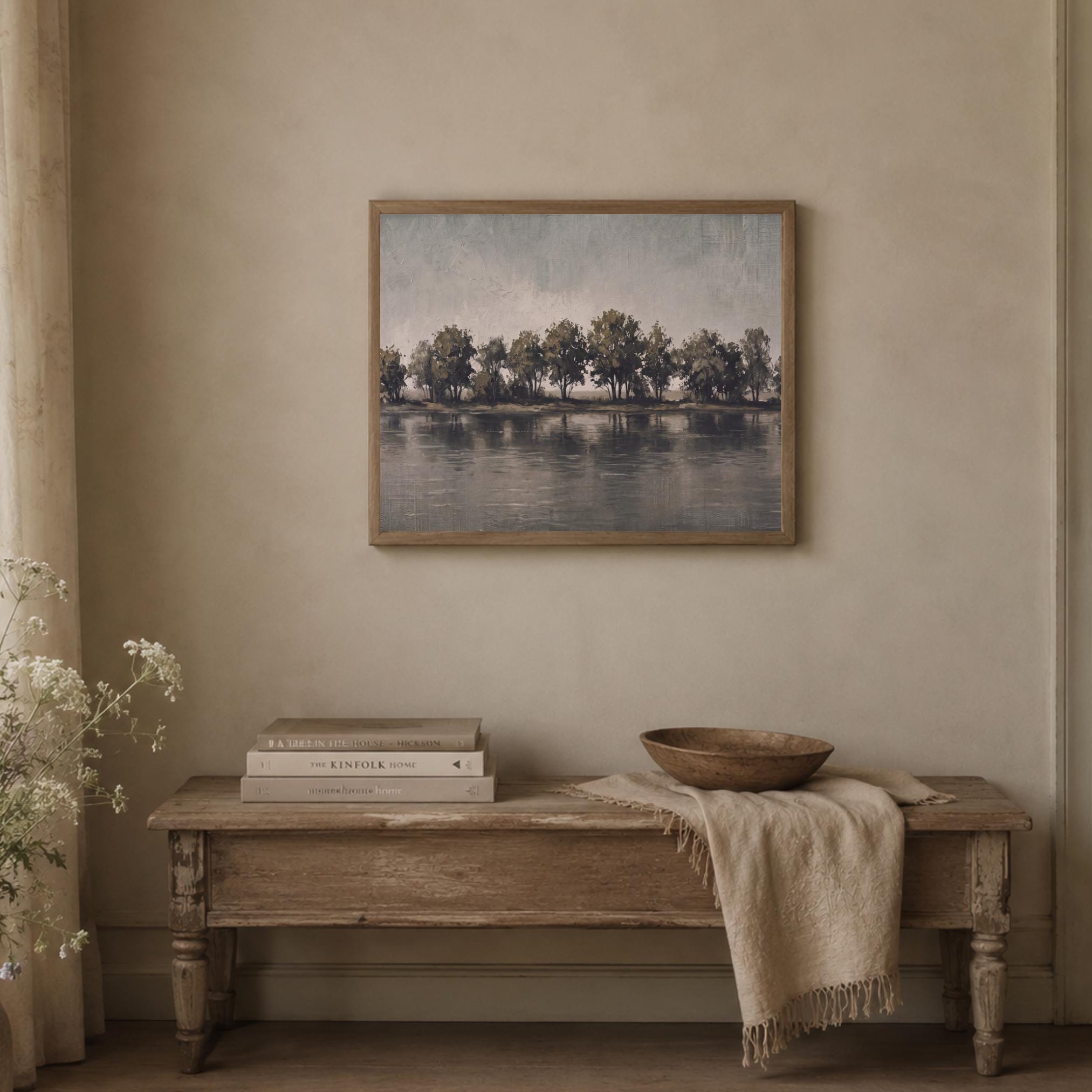 Moody Lake Tree Printable Wall Art, Neutral Landscape Decor Digital Download — image 6