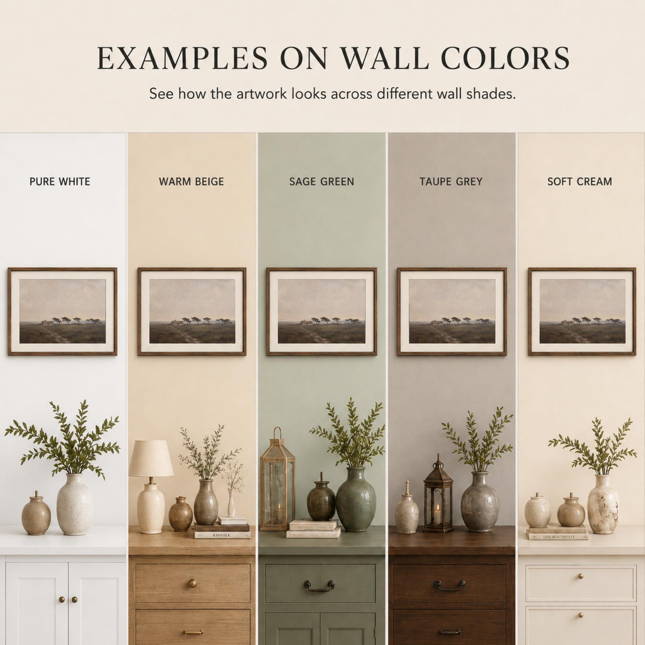 Vintage Stone Cottage Printable Wall Art, Windswept Trees Landscape, Neutral Rustic Countryside Digital Download — image 10