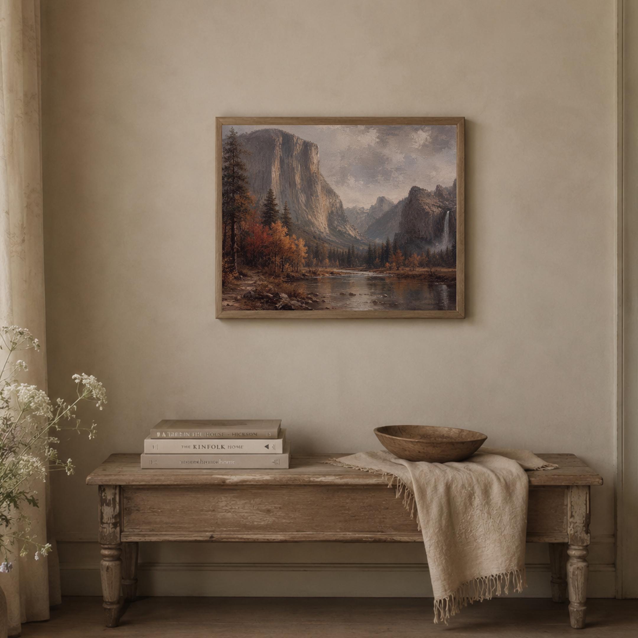 Mountain Landscape Wall Art | Yosemite Inspired Valley Print | Moody Vintage Landscape Digital Download — image 4
