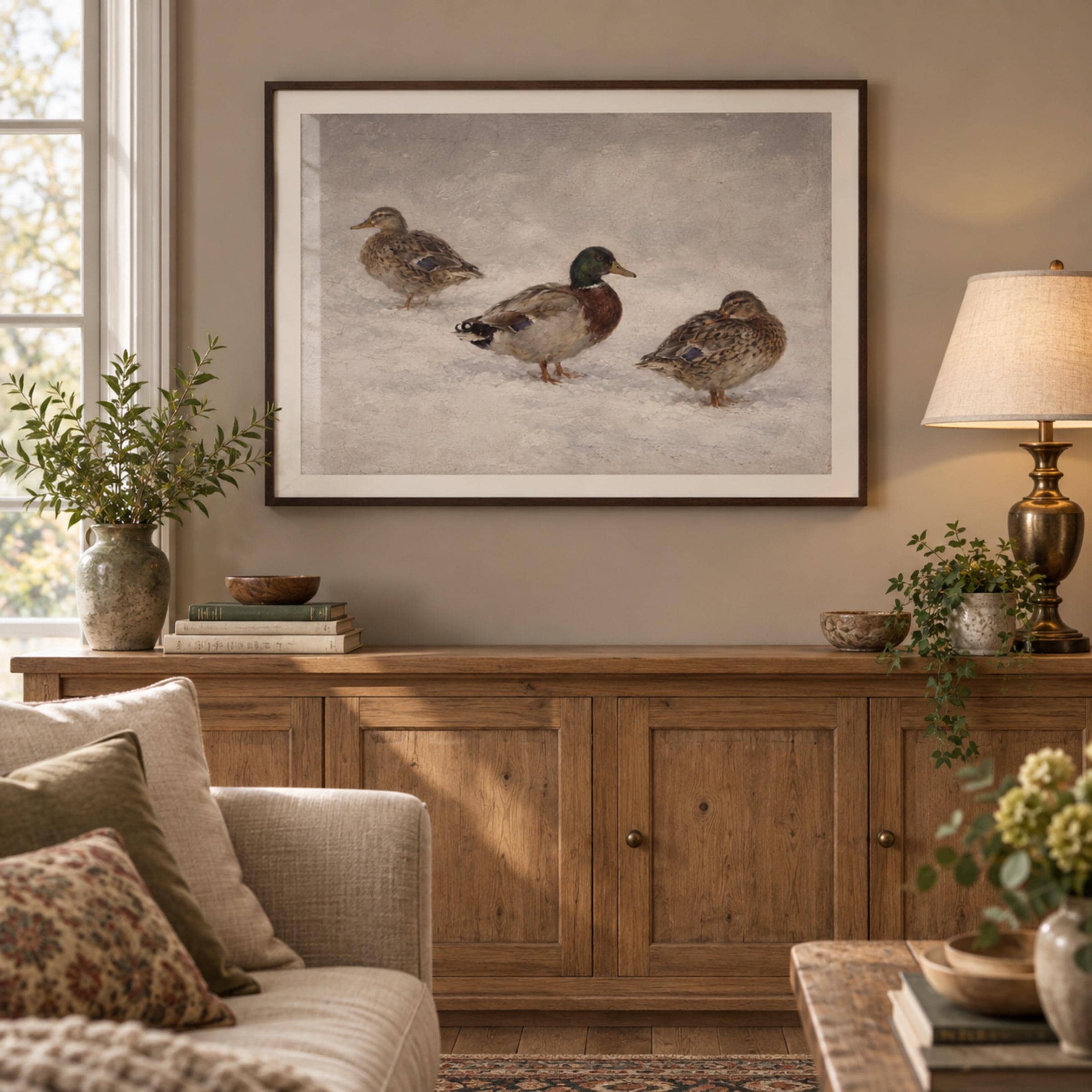 Three Mallards on the Snow — image 3