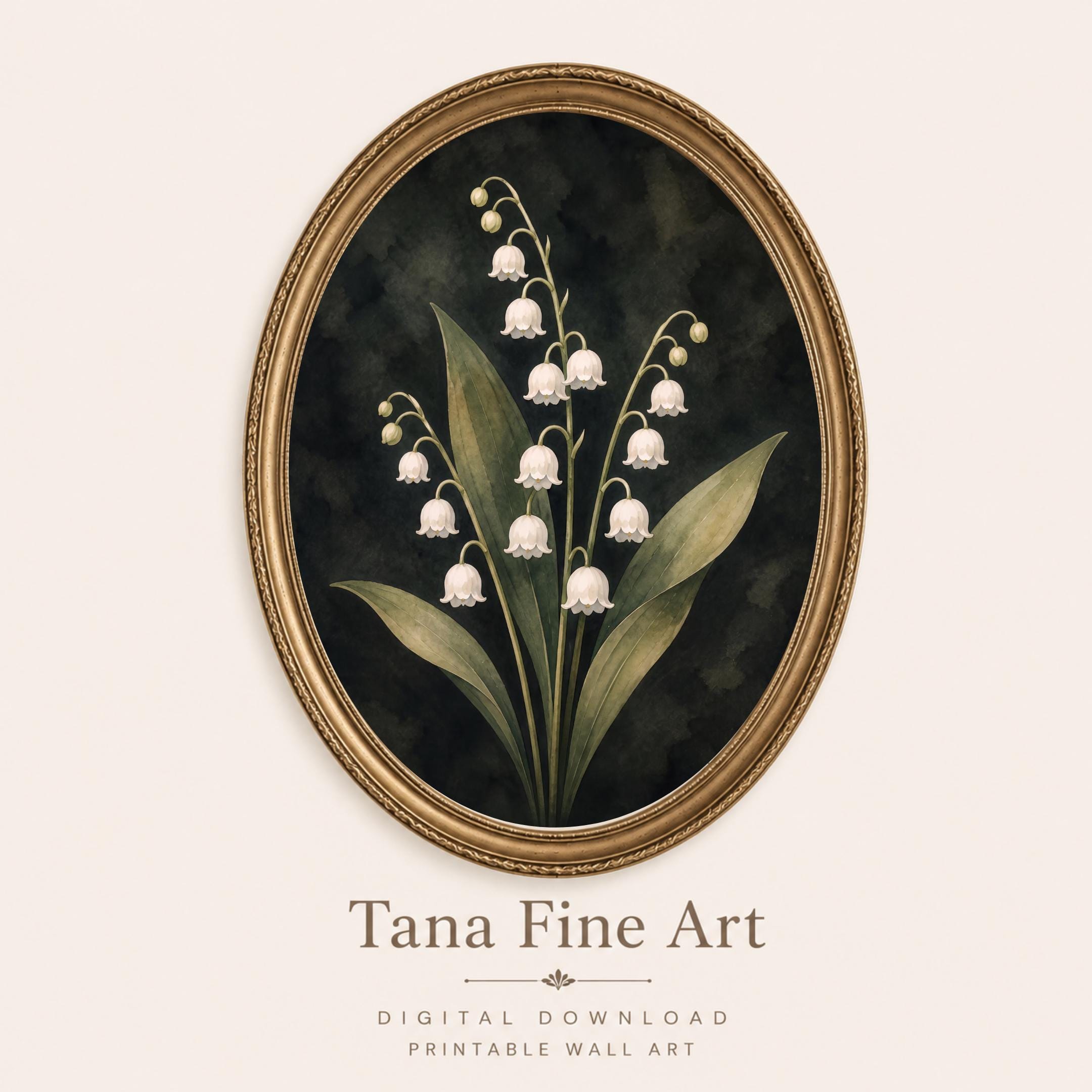 Dark May Birth Flower Prints | Lily of the Valley Wall Art | Dark Botanical Digital Download — image 4
