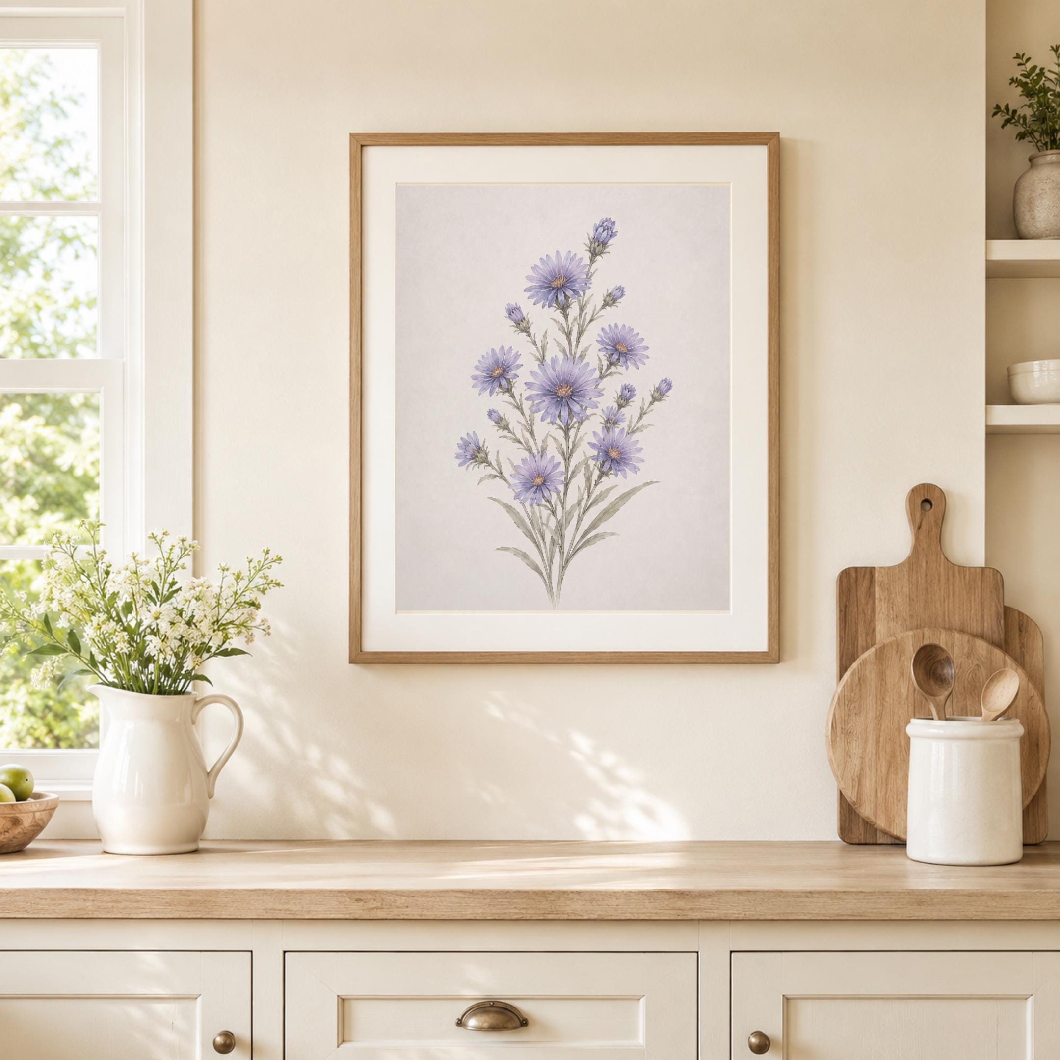 September Birth Flower Print | Aster Printable Wall Art | Purple Botanical Decor Gift Digital Download — image 5