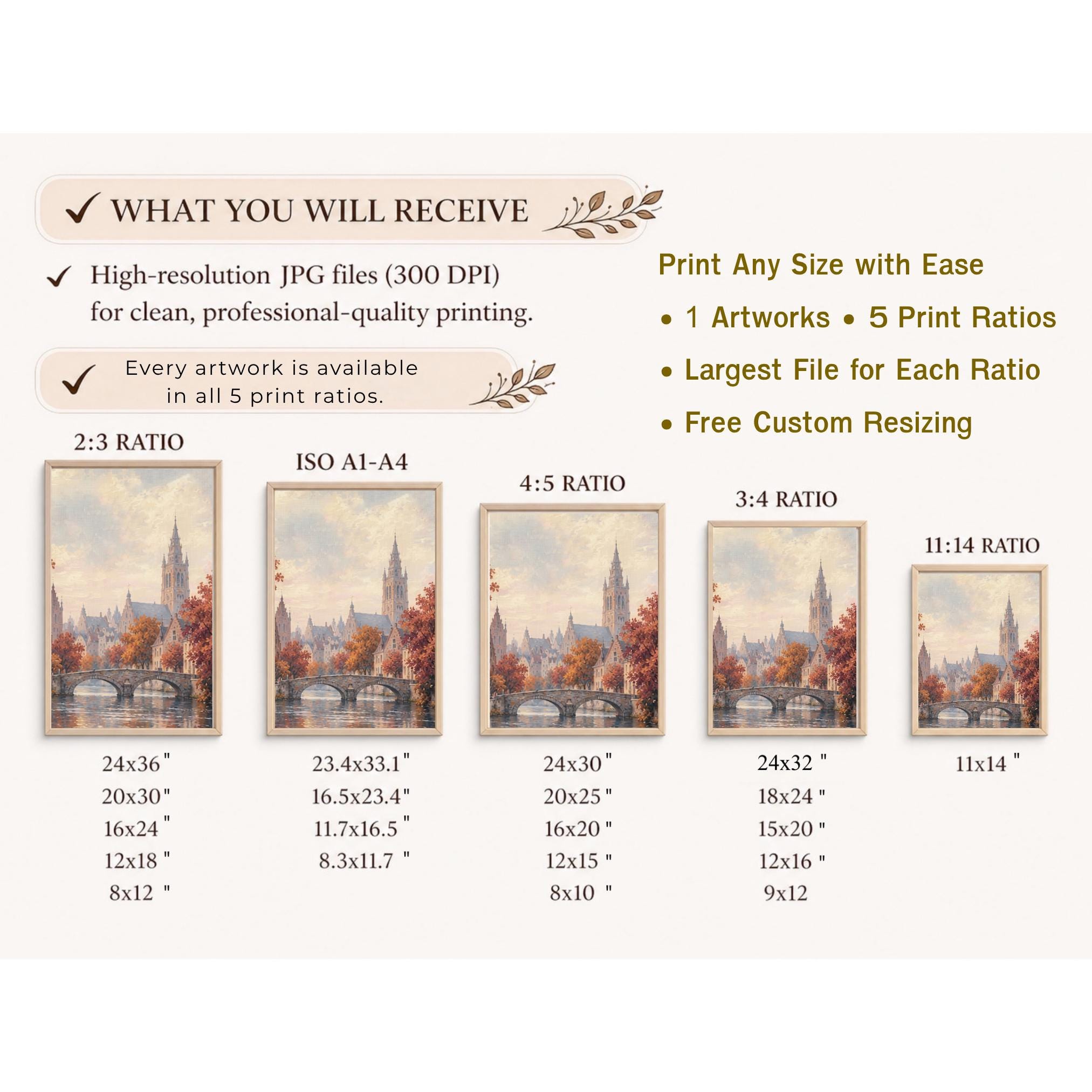 Autumn European City Printable Wall Art, Romantic River Bridge Landscape, Travel Decor Digital Download — image 10