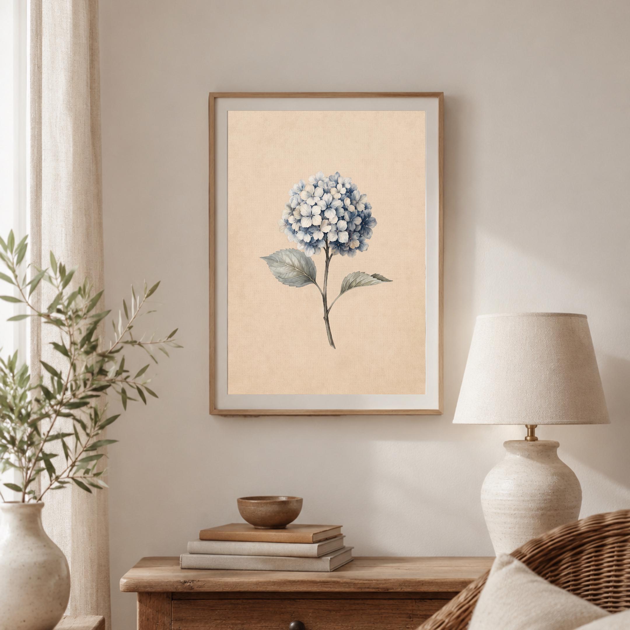 White Blue Hydrangea Wall Art | Vintage Winter Botanical Floral Print | Cottage Decor Digital Download — image 5