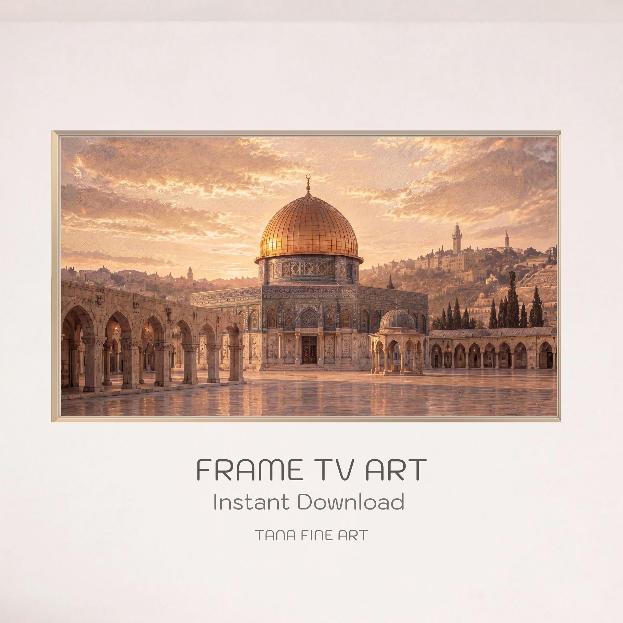 Islamic Frame TV Art Set of 3, Kaaba Medina Jerusalem Screen Display Digital Download — image 7