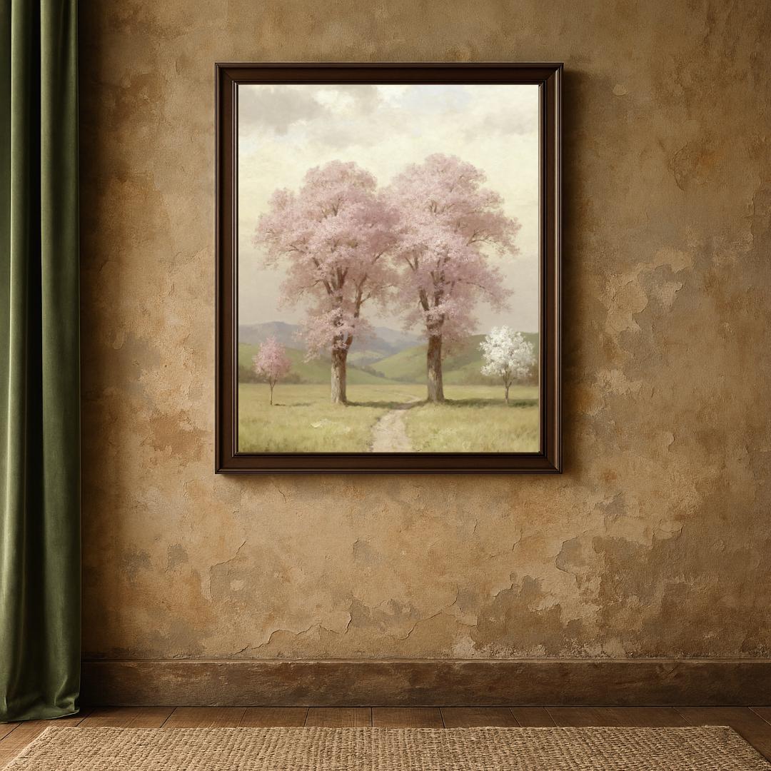 Pink Blossom Tree Landscape Wall Art Printable – Spring Nature Art (Digital Download) — image 7